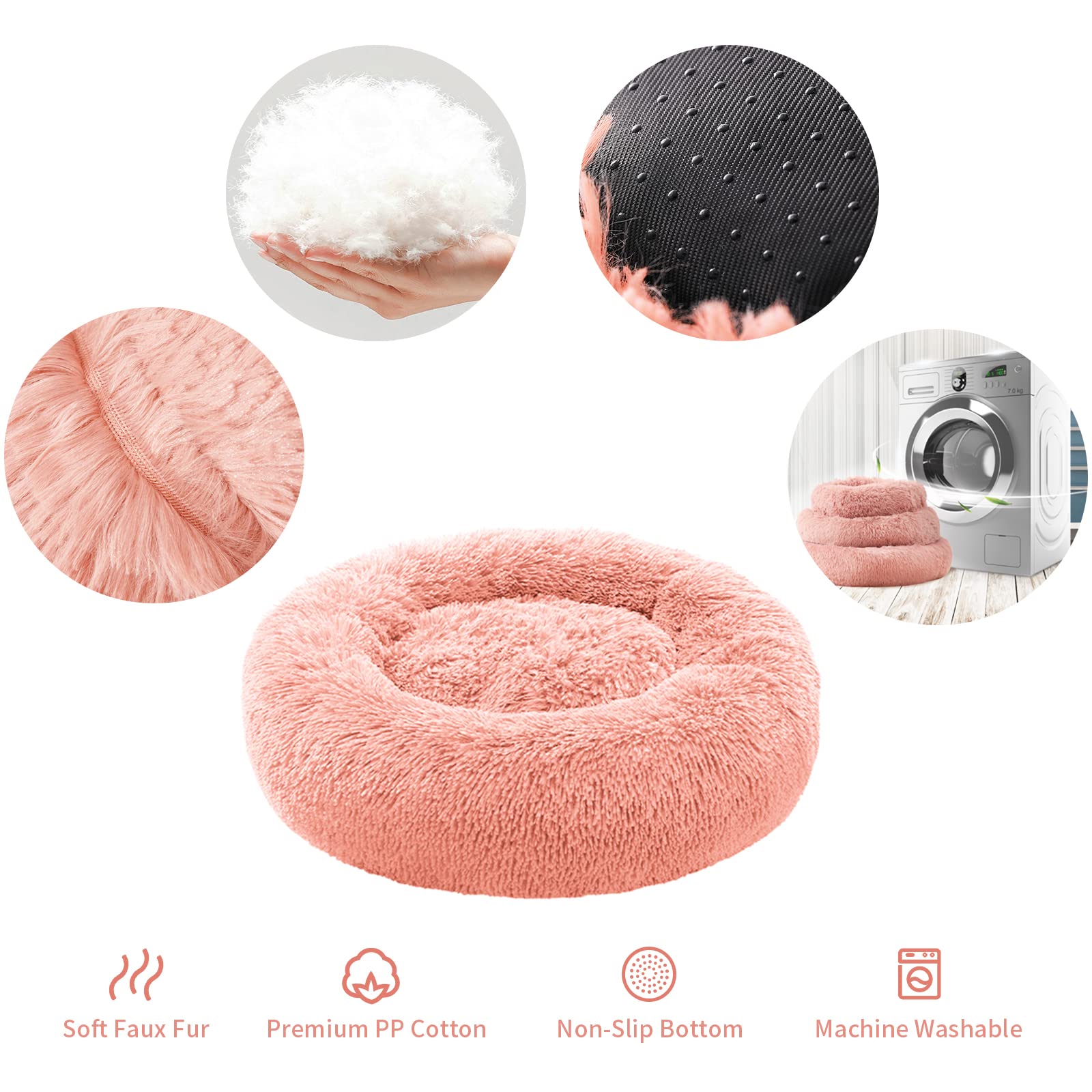 YOJOGEE Small Cat Bed for Indoor Cats Self-Warming Donut Kitty Bed for Small Cats Keeping Warm Washable Pet bed with Anti Slip Base - Image 2