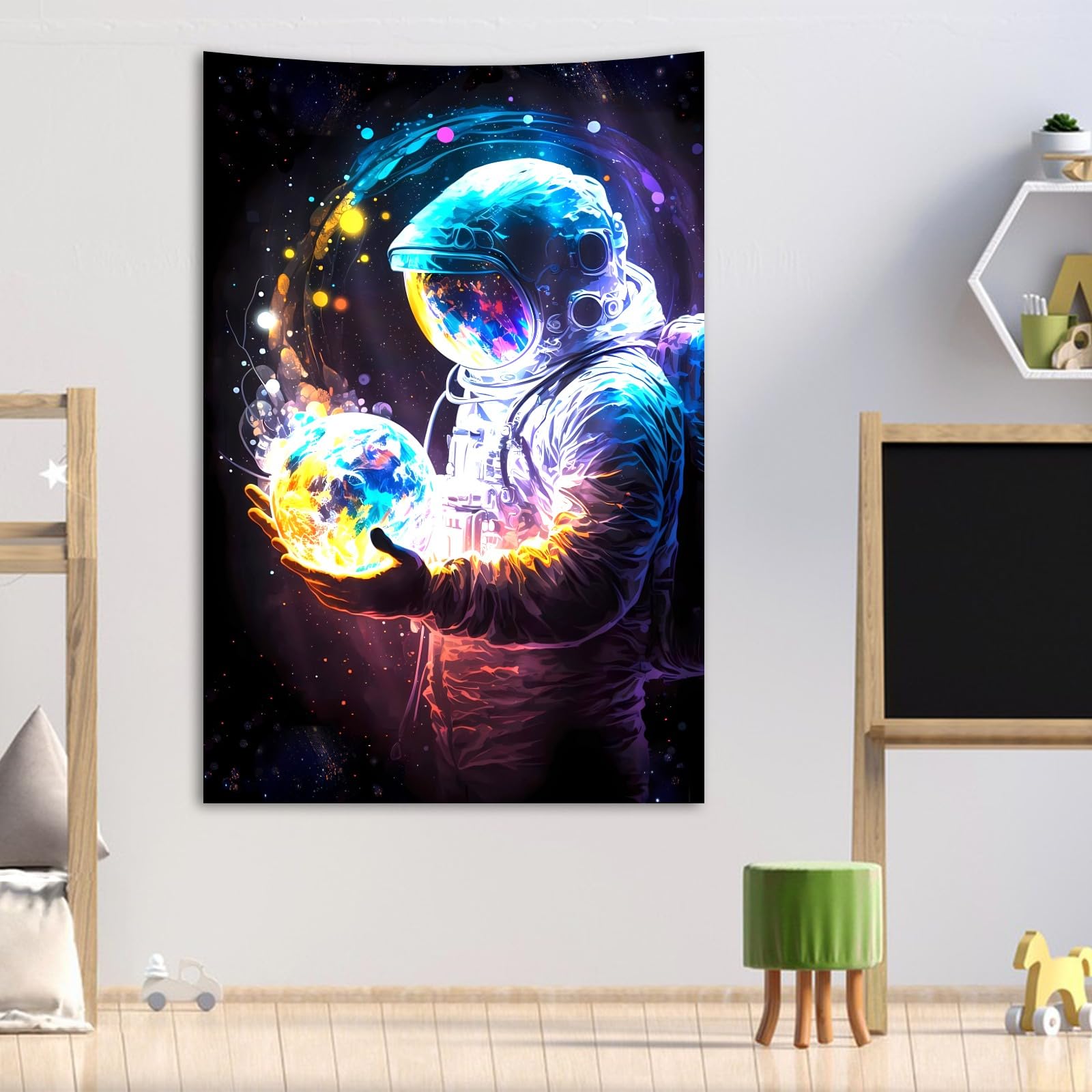 Atrippy Astronaut Space Tapestry for Bedroom, Cool Galaxy Planet Wall Hanging, Fantasy Outer Spaceman Room Decor Art Poster Aesthetic for Boys Men Guys College Dorm Living Room 40in×60in