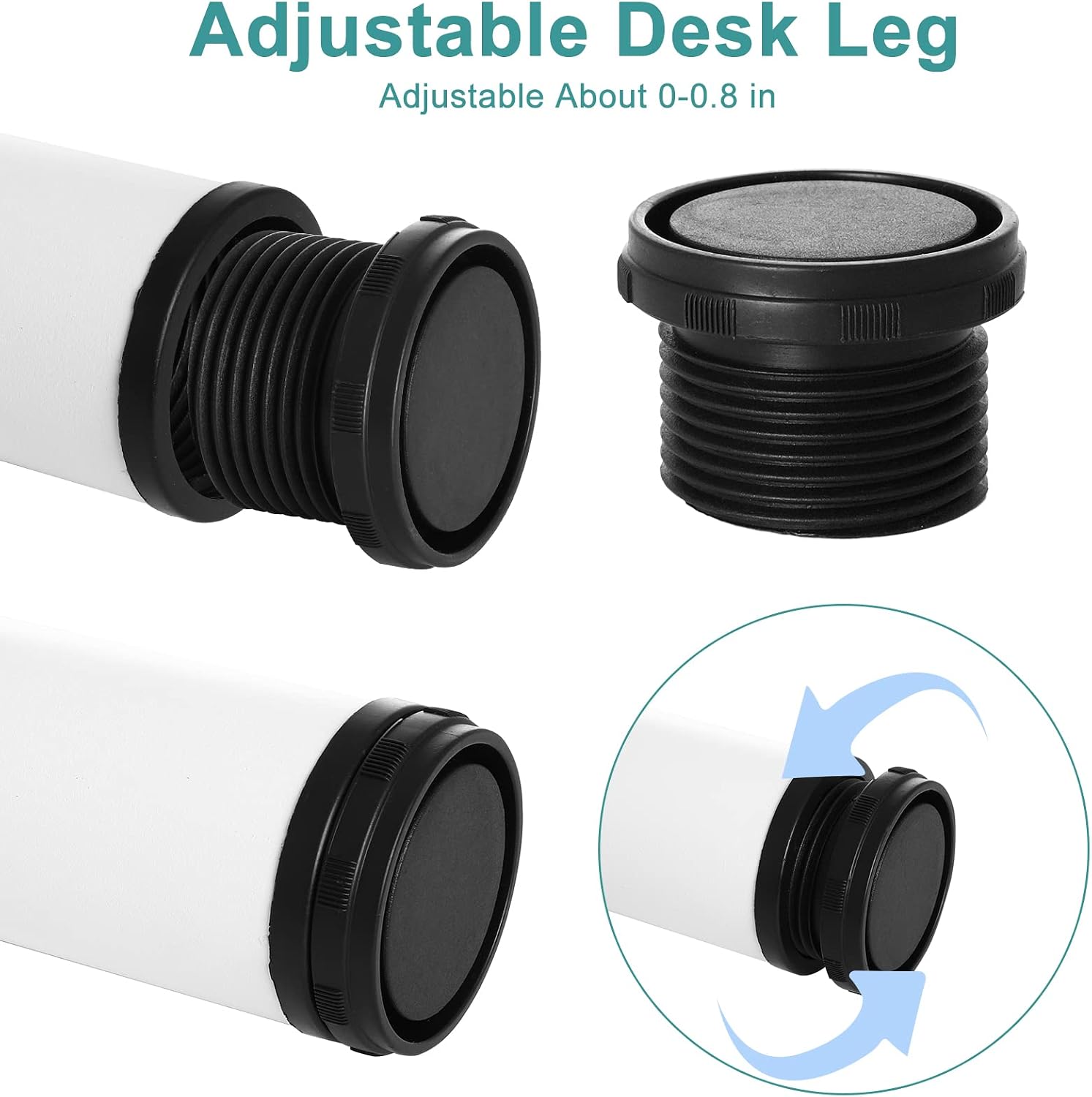 MEETWARM 28 Inch Tall Height Adjustable Metal Table Legs, 50mm Diameter, Office Kitchen Dinner Desk Furniture Leg Set, Set of 4 (White)