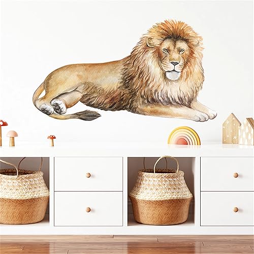 Calcomanías de pared de león perezoso, calcomanías de pared realistas de animales salvajes, vinilo extraíble para niños, bebés, sala de estar,