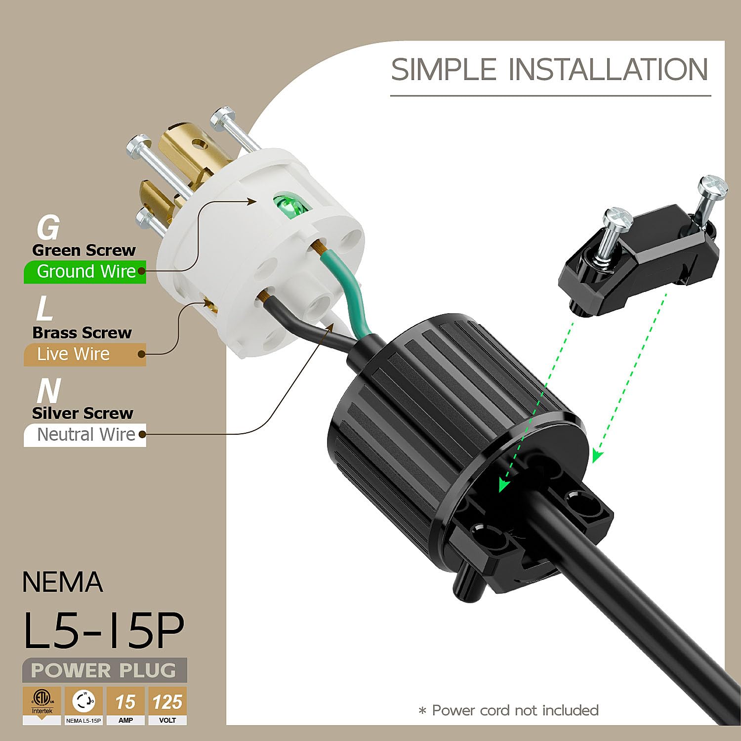 Amazon.co.jp: NEMA L5-15P オスプラグ (CUL) AD0043 : DIY・工具