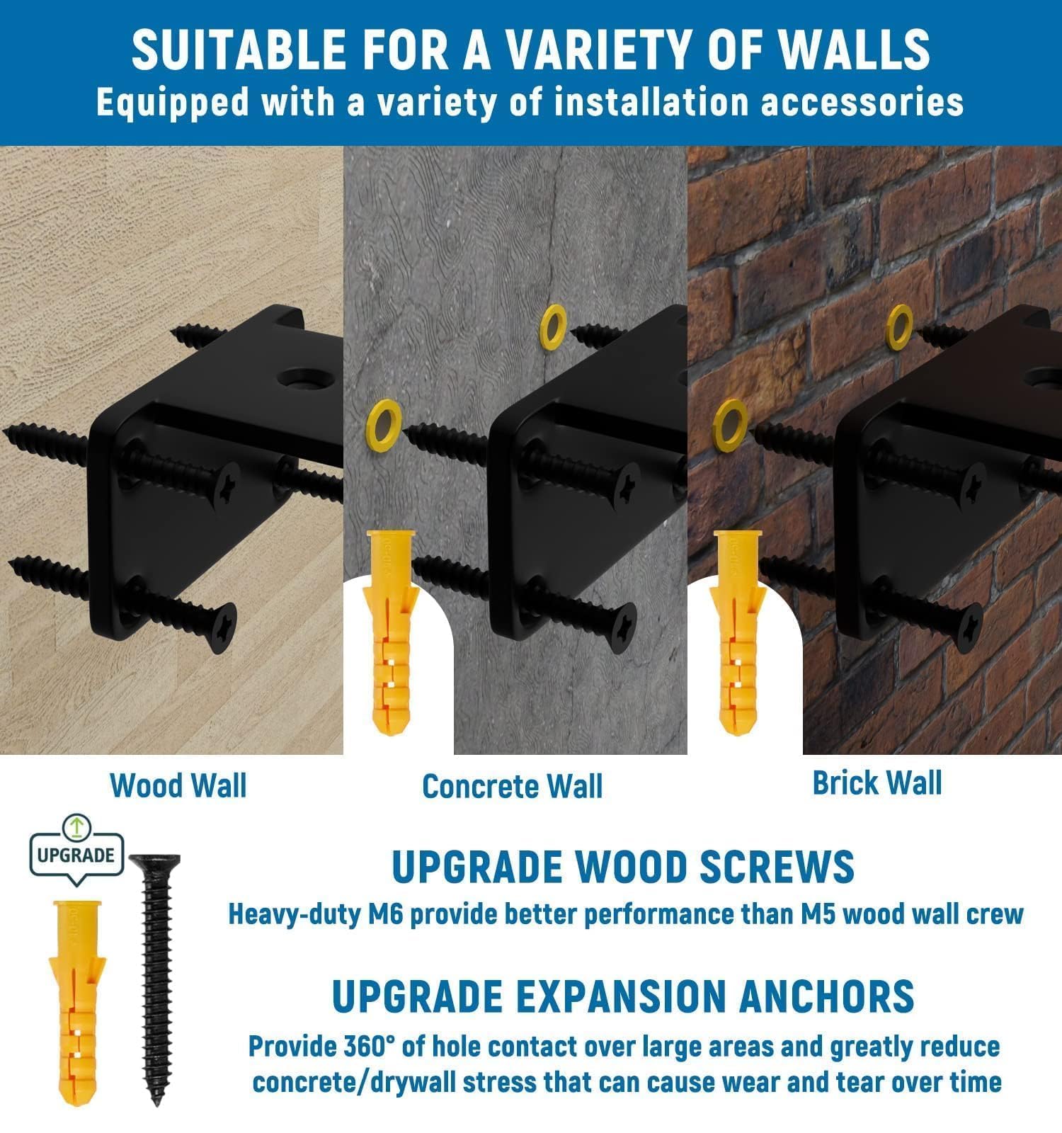 4-Pack Black Floating Shelf Brackets – Hidden Brackets For Wood Shelves, Holds Up To 110 Lbs