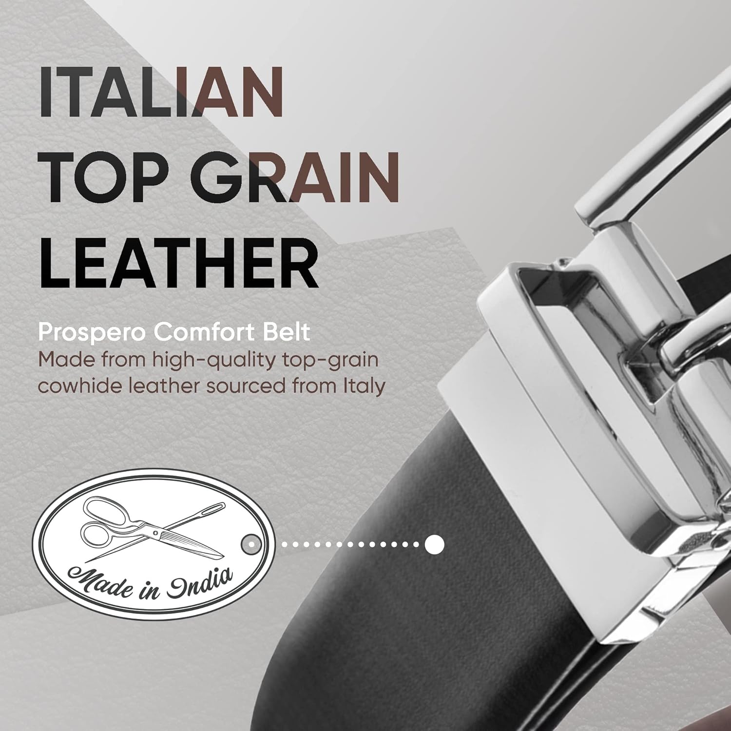 Prospero Comfort Men's Reversible Classic Dress Belt Italian Top Grain Leather Black & Brown Rotating Buckle