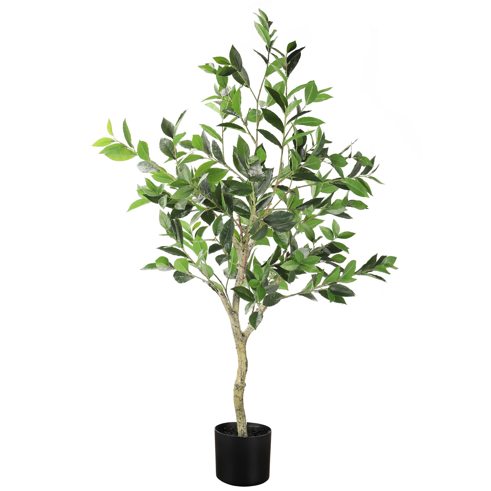 YOLEO 4FT Artificial Bay Laurel Tree Faux Ficus Plant with Lifelike Leaves Fake Silk Bay Laurel Tree for Home Office Indoor Decor