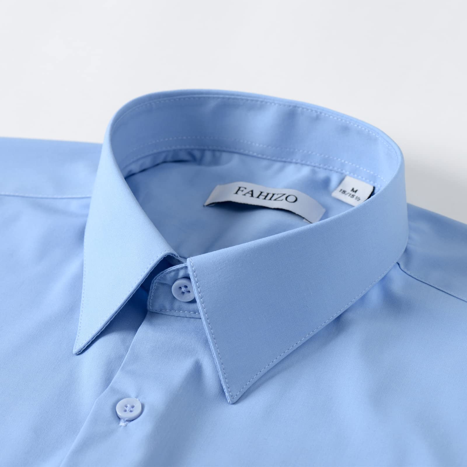 FAHIZO Camisa de vestir para hombre, casual, ajuste regular, elástica, de manga larga, con botones