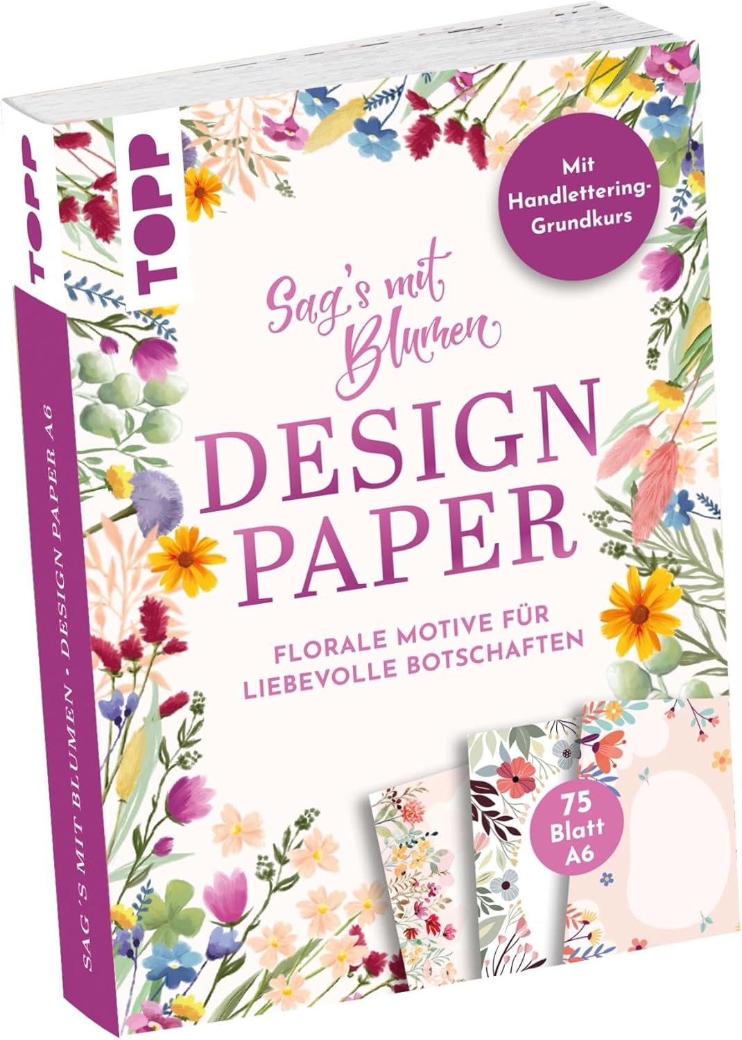 Design Paper DIN A5 Alcohol Ink: 75 Motivpapiere (DIN A5, 220 g/m²) mit Falz für Klappkarten, in 25 Designs, 16 Seiten Handlettering-Grundkurs, Softcover : Blum, Ludmila