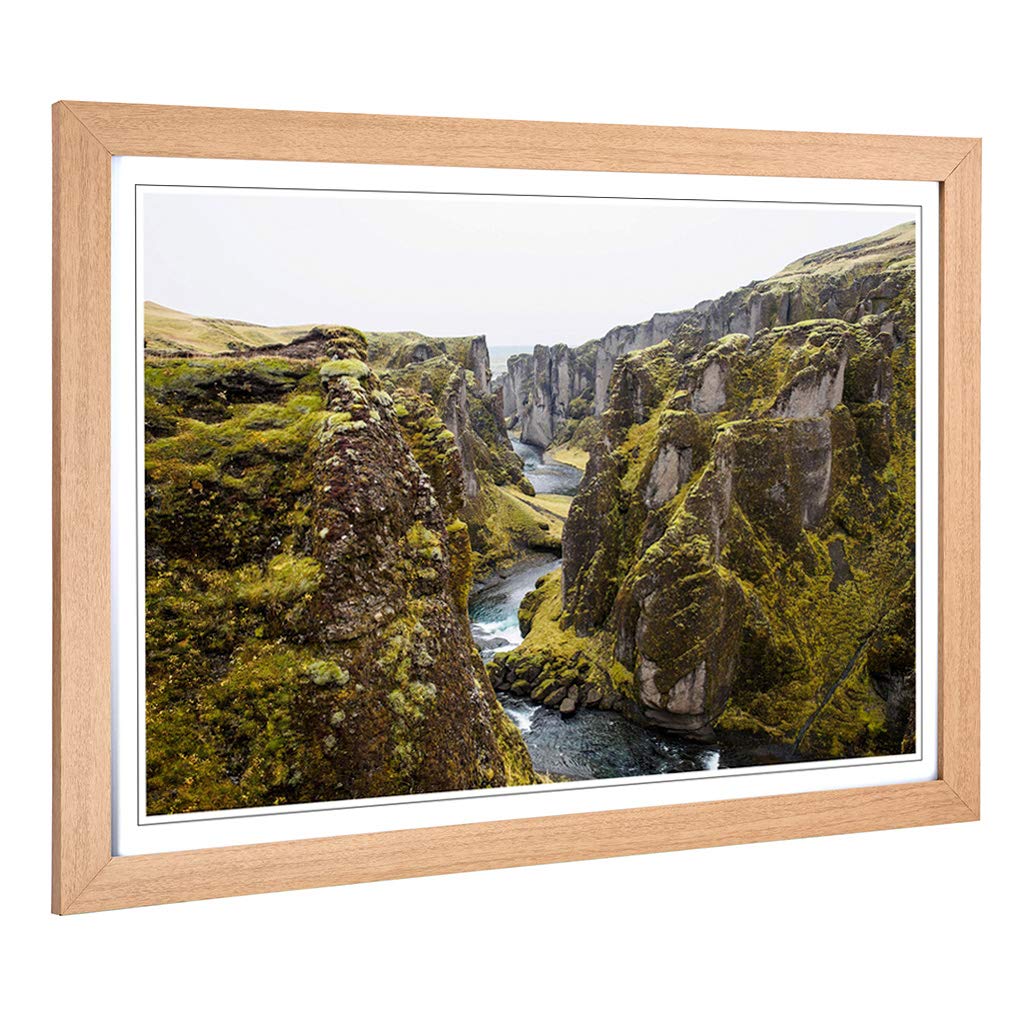 Big Box Art Framed Print of Landscape Moss on The Mountains Design | Wall Art Picture | Home Decor for Kitchen, Living Room, Bedroom, Hallway, Oak, A2 / 24.5x18 Inch / 62x45cm