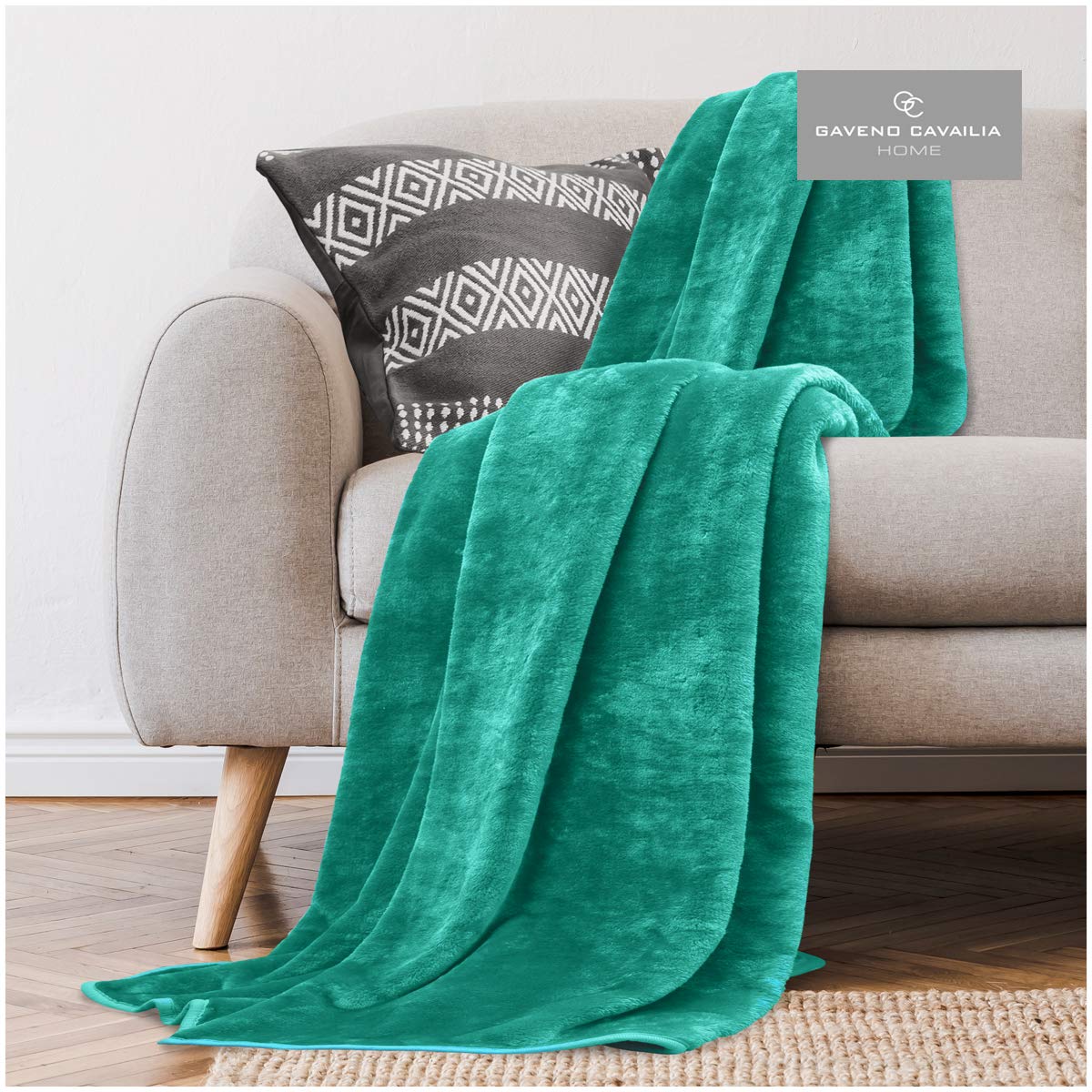 Gaveno Cavailia Comfy Faux Fur Fleece Plain Throw Blanket, Teal, Single ( 127 x 152 cm )