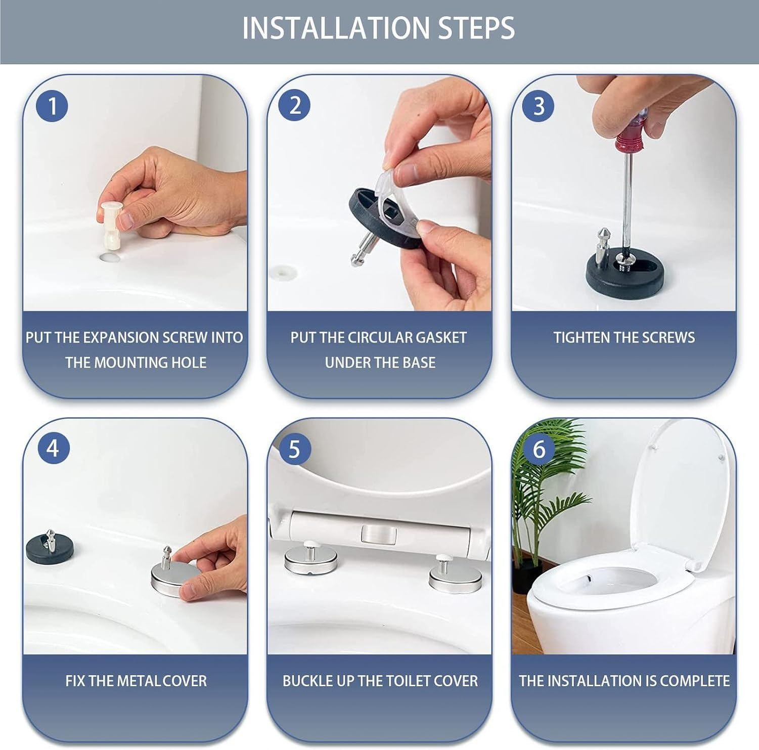 WC-Brillensitz Toilettensitz Eckig mit Absenkautomatik Quick-Release Universal Klobrillen-Ersatz weiß Familie Komfort-Deckel Toilette Sitz 44–50 x 37 cm
