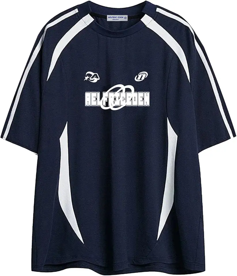 Aelfric Eden Oversized T Shirt Men 90s Shirt Unisex Streetwear Contrast Color Graphic Tees Casual Vintage Summer Tops