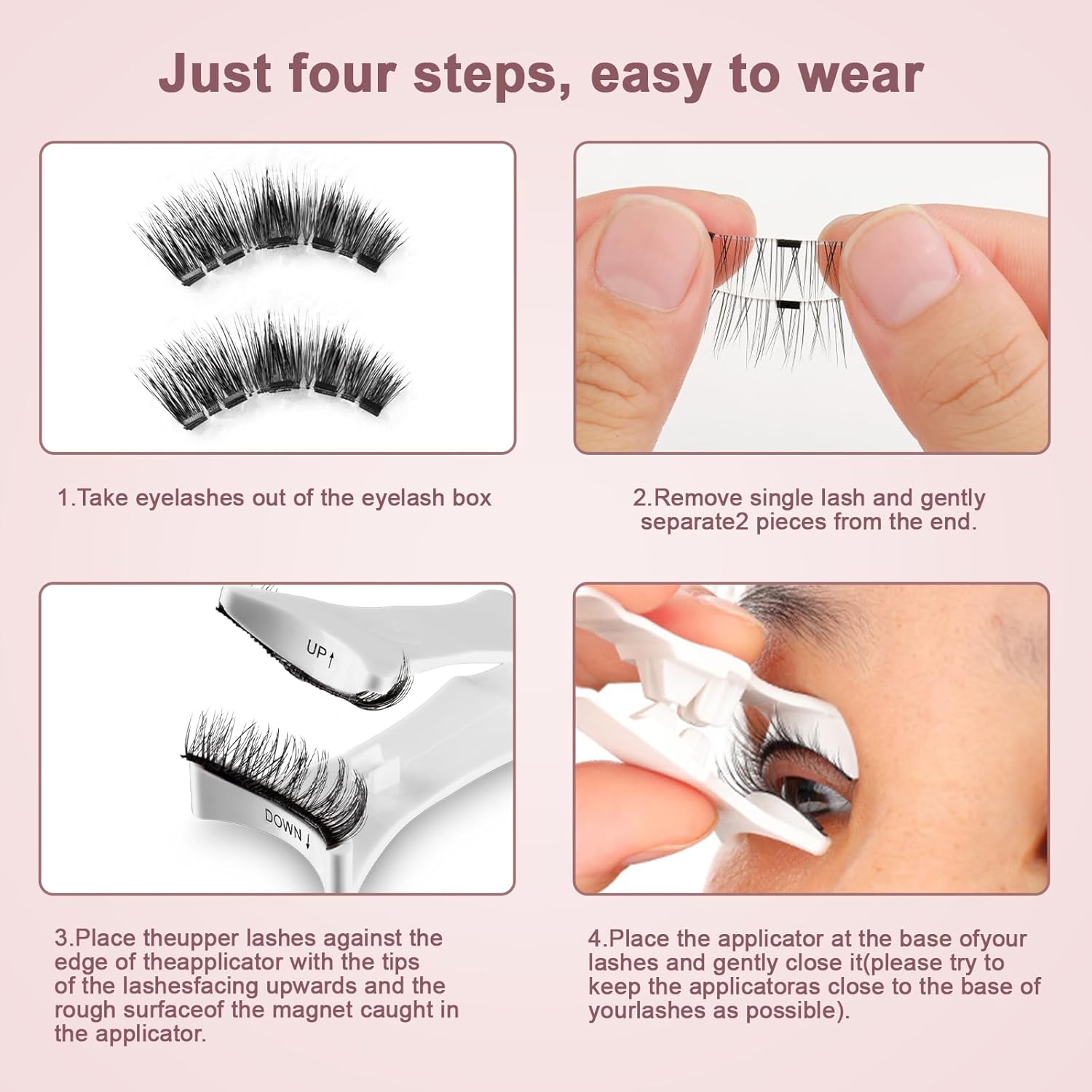 Magnetic Eyelashes-Reusable Fake Lashes with Applicator,No Eyeliner & Glue, Natural Look, 2 Pairs, Easy to Wear and Remove - Image 6