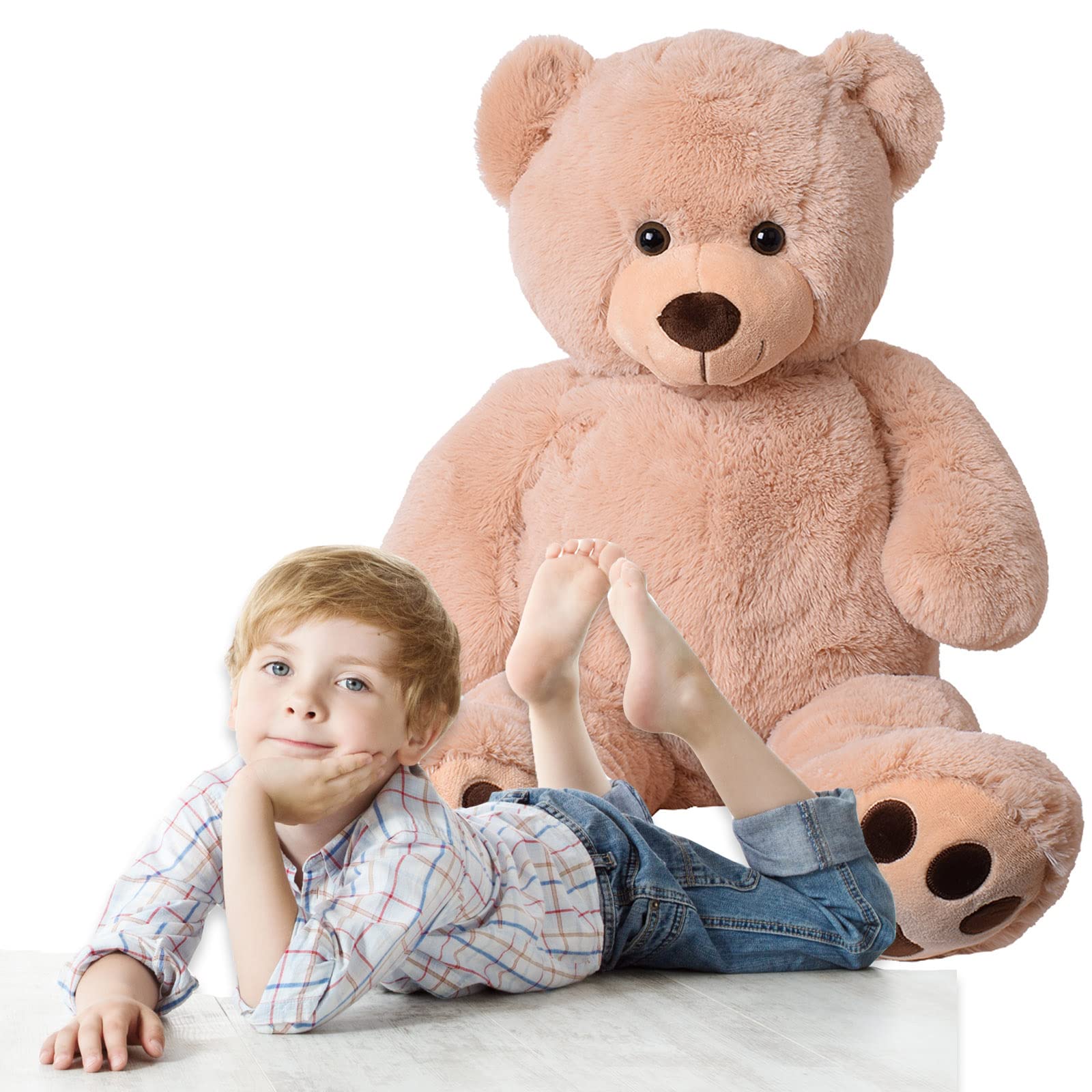 TE-Trend XXL Riesenteddy 135cm – Großer Plüschbär Kuscheltier, EIN riesiger Teddybär für Kinder und Erwachsene braun