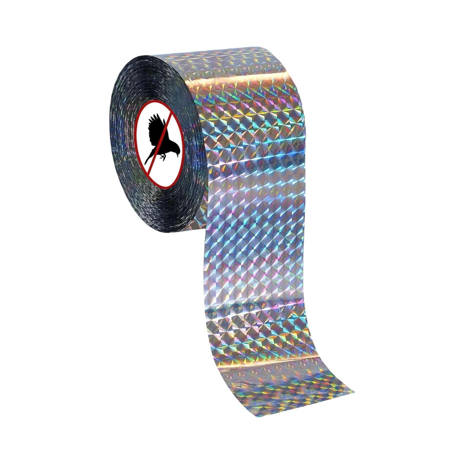 Bird Scare Tape Ribbon | 2 Inch x 46 Meters | Double Sided Reflective Ribbon | Keeps Birds Away for House, Garden, Outdoor Spaces (Diamond Prism)