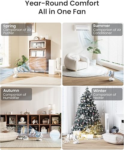 Miniatura 3 de Ventilador circulador de aire para dormitorio, ventilador de mesa de 13 pulgadas con control remoto, oscilante de 90 e inclinación de 120, flujo de