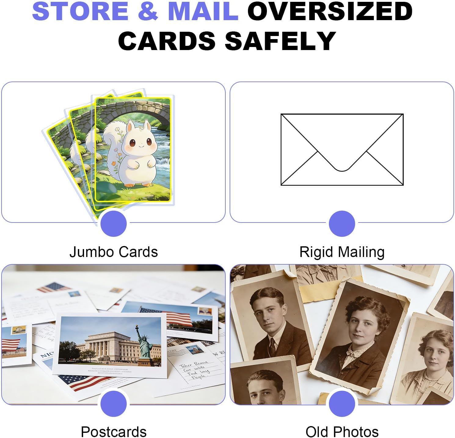 30 Pack Jumbo Card Sleeves for 5.9" x 8.1" Cards - Rigid Hard Plastic Toploaders, Oversized Protector Sleeves for Oversized Trading & Photo Cards (Fits Standard 5.9x8.1 inch)