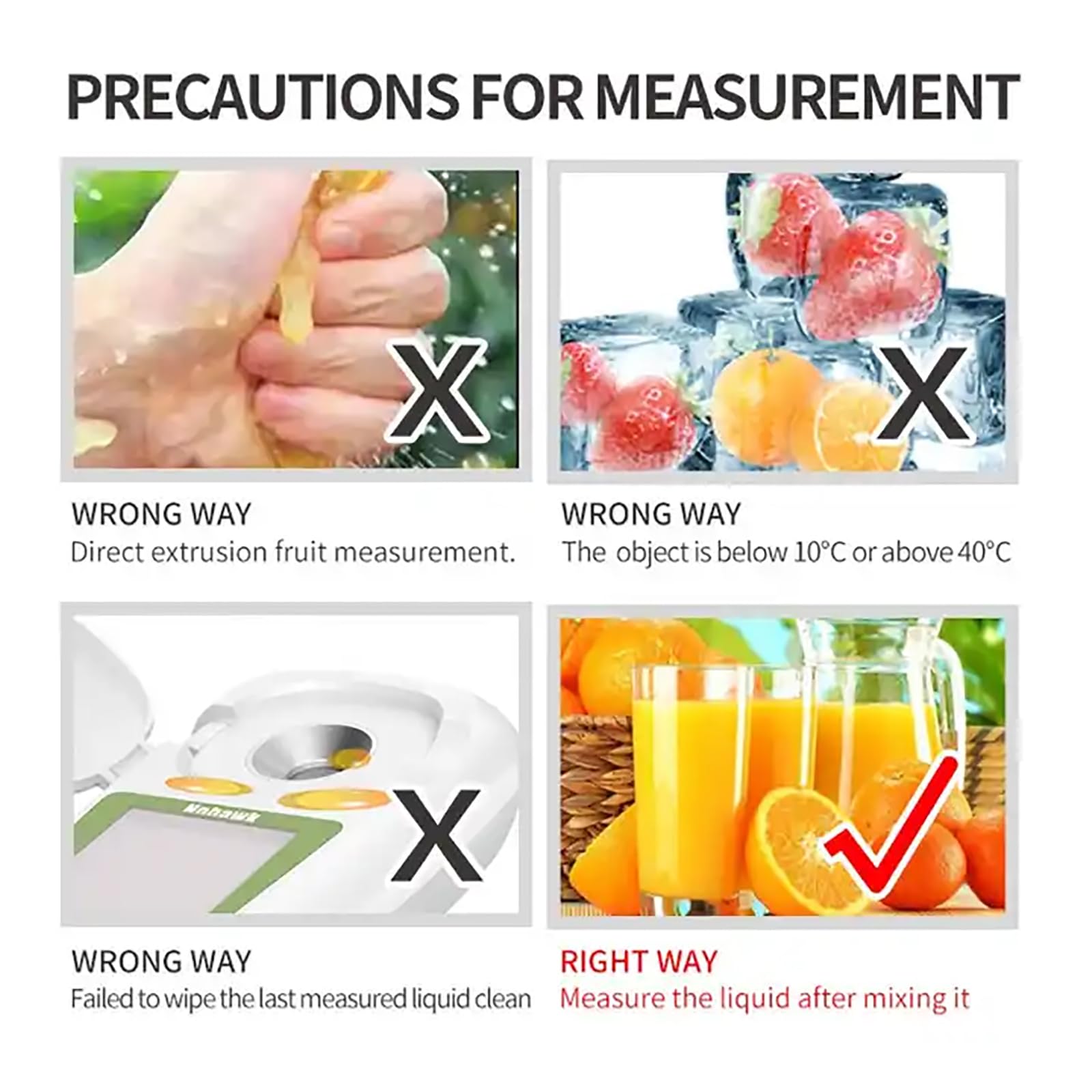 Rifrattometro digitale per misurazione della concentrazione di zucchero di frutta - Uscita rapida dei dati in 5 secondi, display ad alta definizione, ideale per vendite, semina e uso in laboratorio