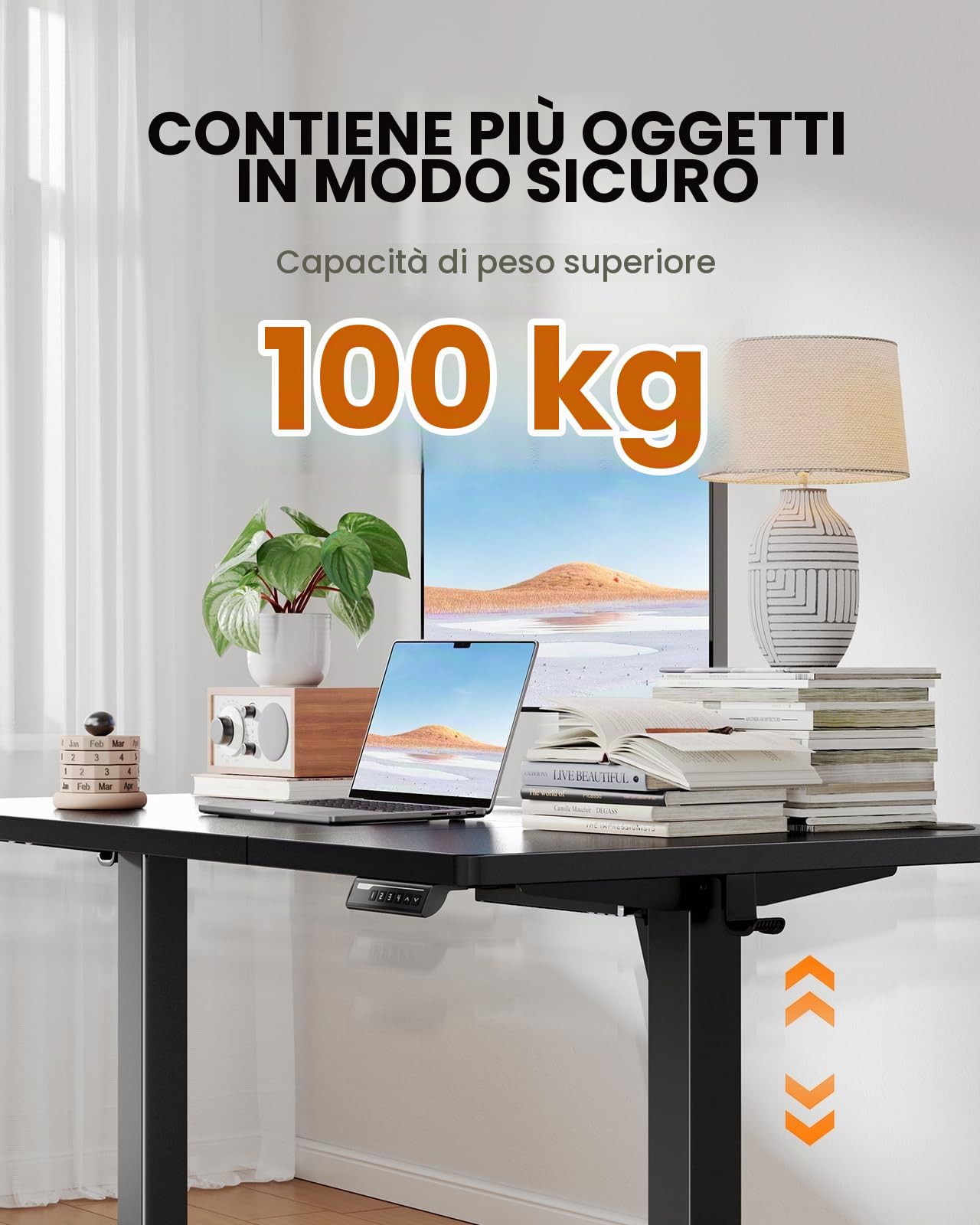 ErGear Scrivania elettrica in piedi, 140 x 80 cm, capacità di carico fino a 100 kg, altezza regolabile, con motore brushless avanzato, funzionamento silenzioso, robusto telaio in metallo, piano in | Motore brushless, altezza regolabile, funzionamento sile
