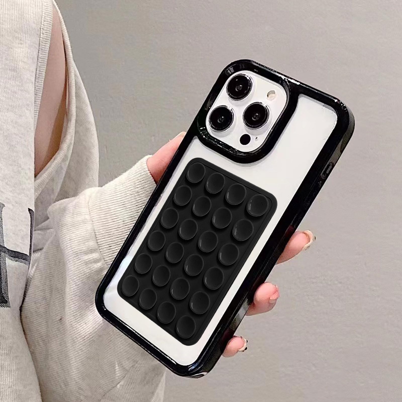 Yhsvie Custodia Trasparente per iPhone 13/14 Ultra Sottile Cellulare Ventosa Rimovibile Custodia Clear Silicone Sntiurto Case Protettiva TPU Bumper Cover - Bianco