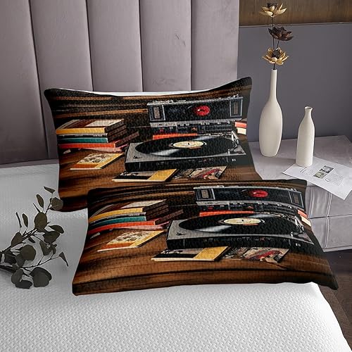 Miniatura 4 de Erosebridal Juego de edredón de grabación de audio vintage de los años 80, estilo retro, cintas de radio, juego de colcha King para niños, niñas y