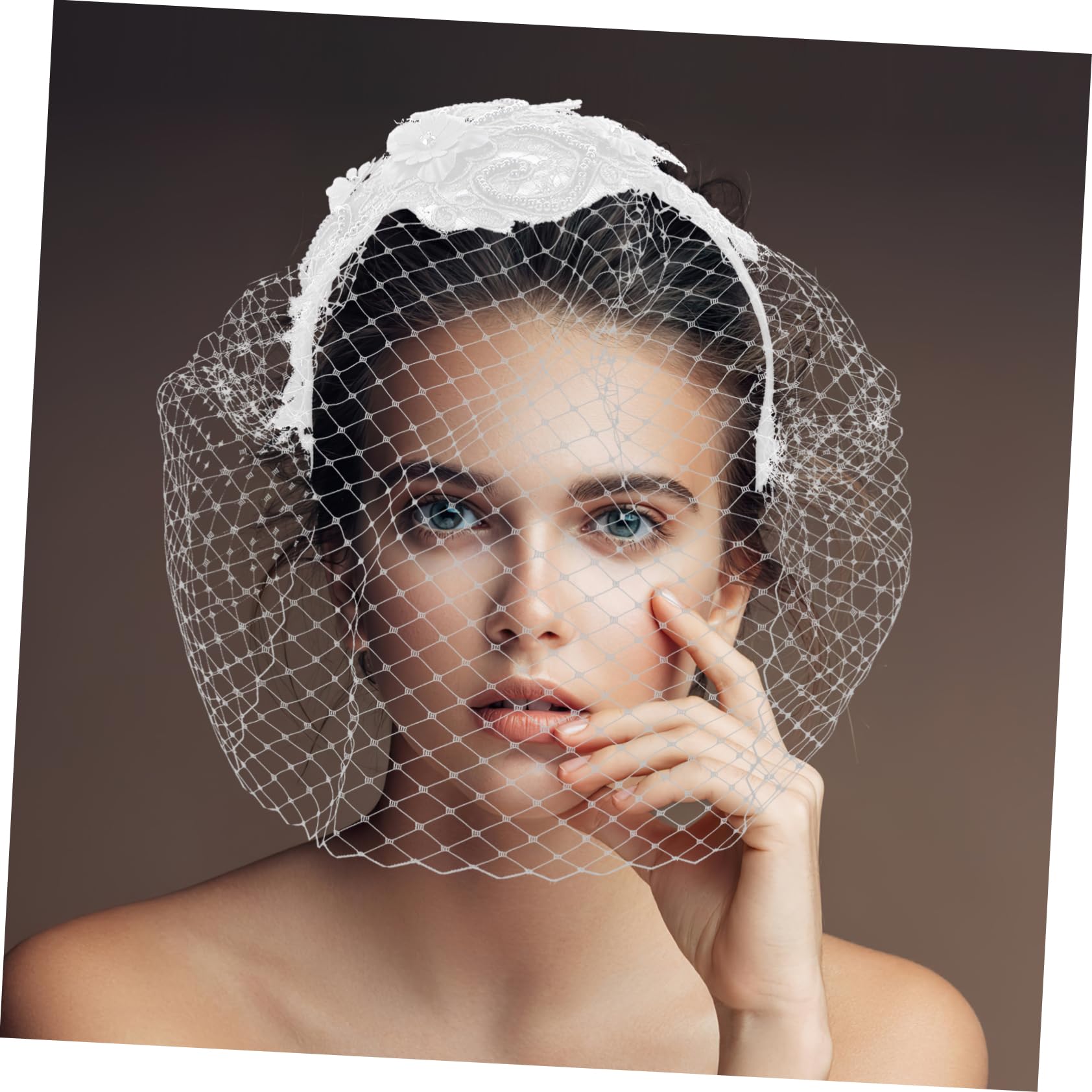 Mujer Pelo Cinta de Velo de Novia Cinta de Velo para Novia Boda Cinta de Velo de Novia Pelo de Boda Velos de Novia Miss Birdcage Tela Maquillaje (F zwart) (H Wit)