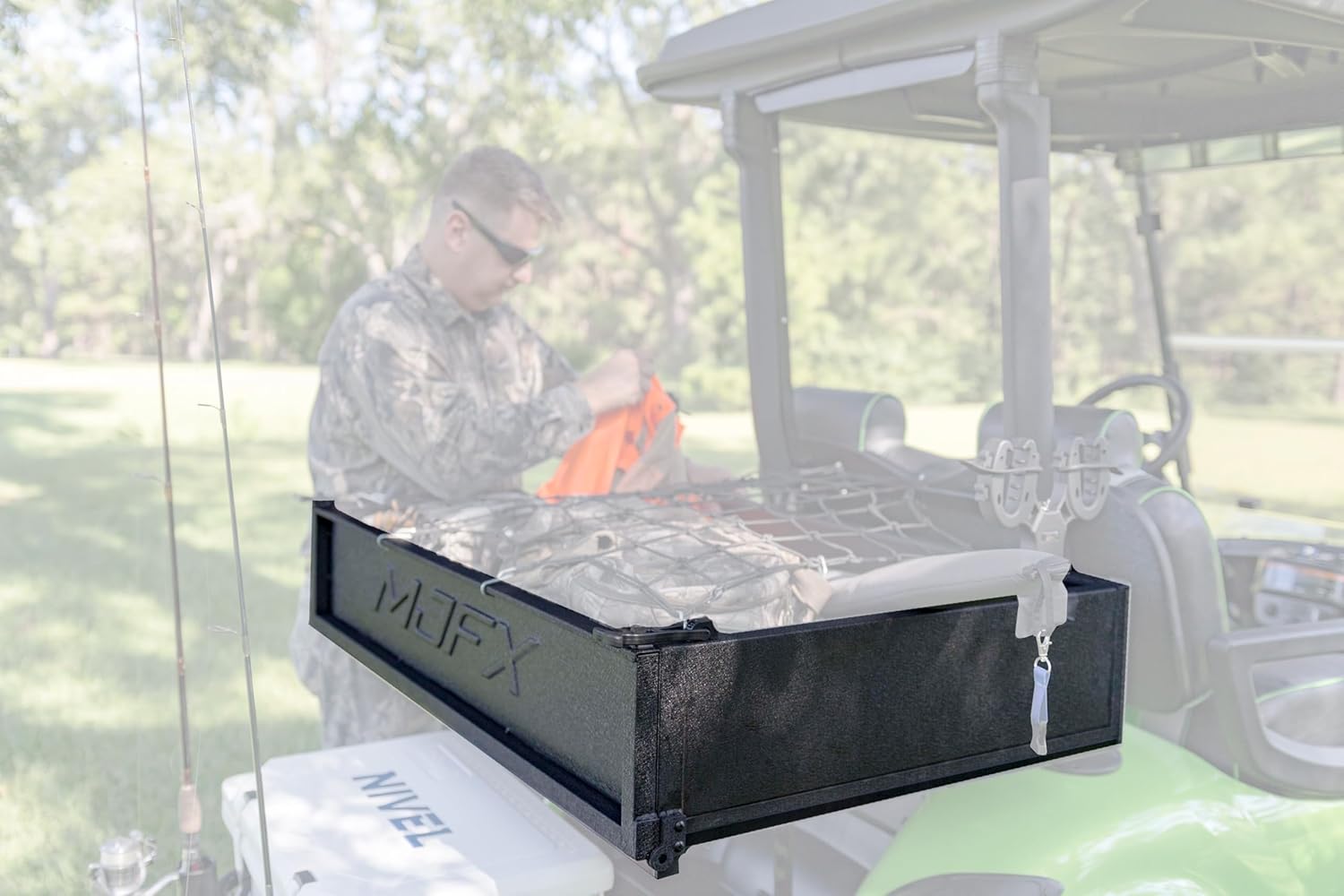 MADJAX Premium Heavy Duty Steel Golf Cart Cargo Box Kit Compatible with Club Car Precedent 2004-Up Models | Black Steel Utility Box