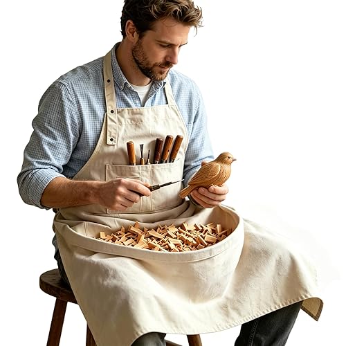 sogiv Wood Carving Apron with Chip Catcher, Protective Woodworking Gear
