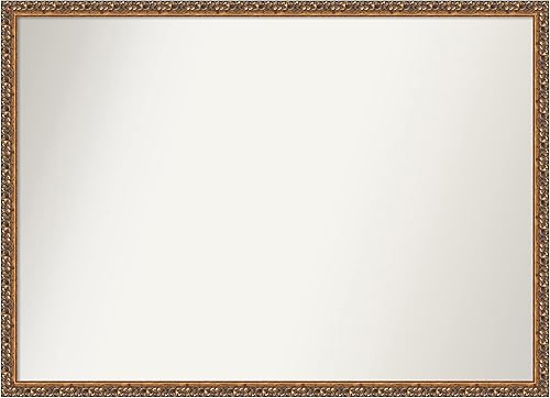 Amanti Art Non-Beveled Wood Wall Mirror (29 x 40 in.), Antique Bronze Frame - Bathroom Mirror Bronze, X-Large