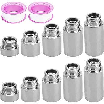 10 Tap Extension 1/2 Inch Shower Head Extension Water Pipe 1/2 Inch Tap Extension Kitchen 10 20 30 40 50 mm G1/2 Thread Stainless Steel Shower Extension Pipe for Taps