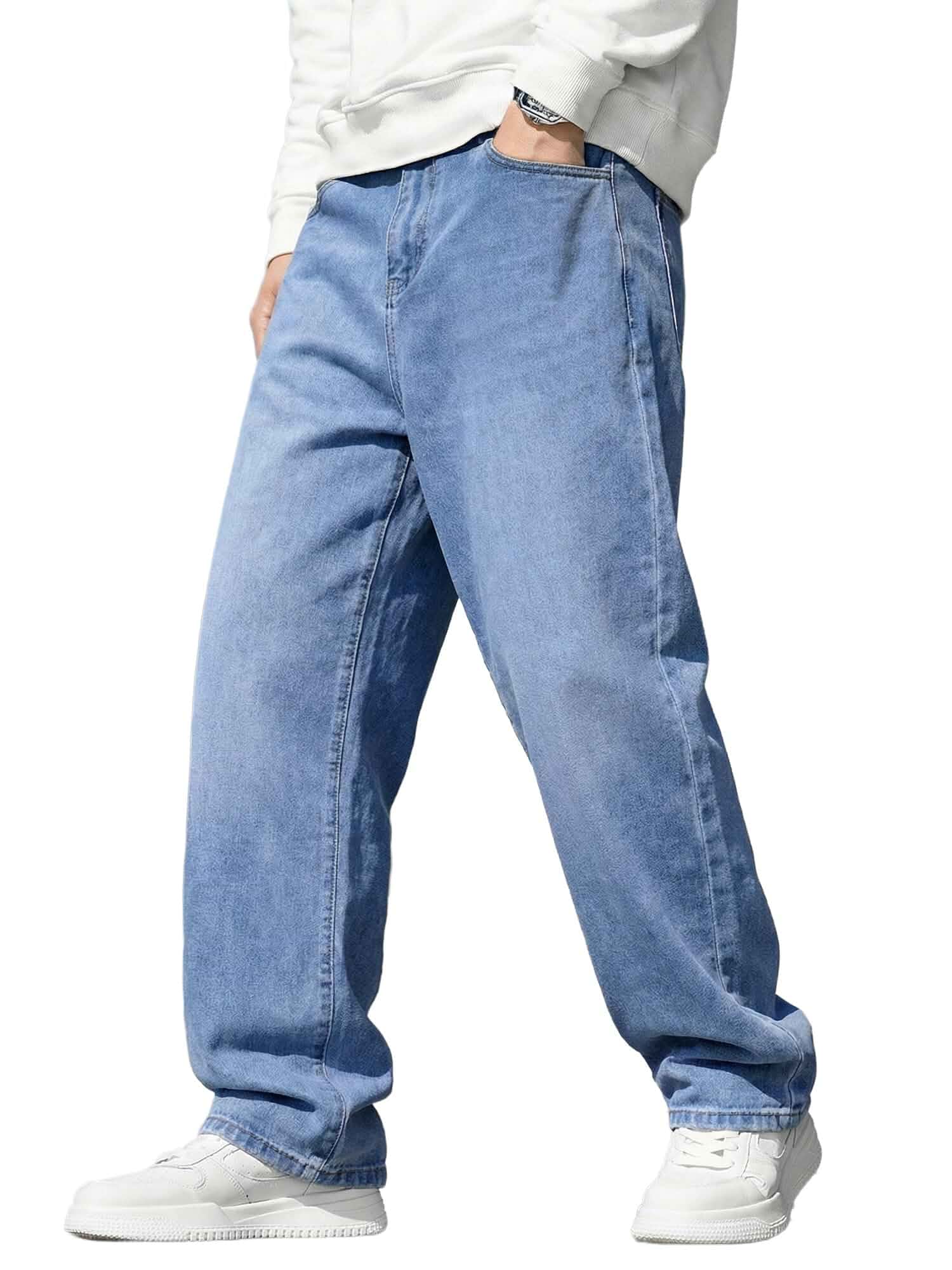JMIERR Mens Baggy Jeans Wide Leg Y2K Loose Fit Denim Pants Vintage Relaxed Loose Fit, Stretch, Straight Leg, Skater Streetwear, 5 Pockets, Casual Carpenter Jean, Hip Hop
