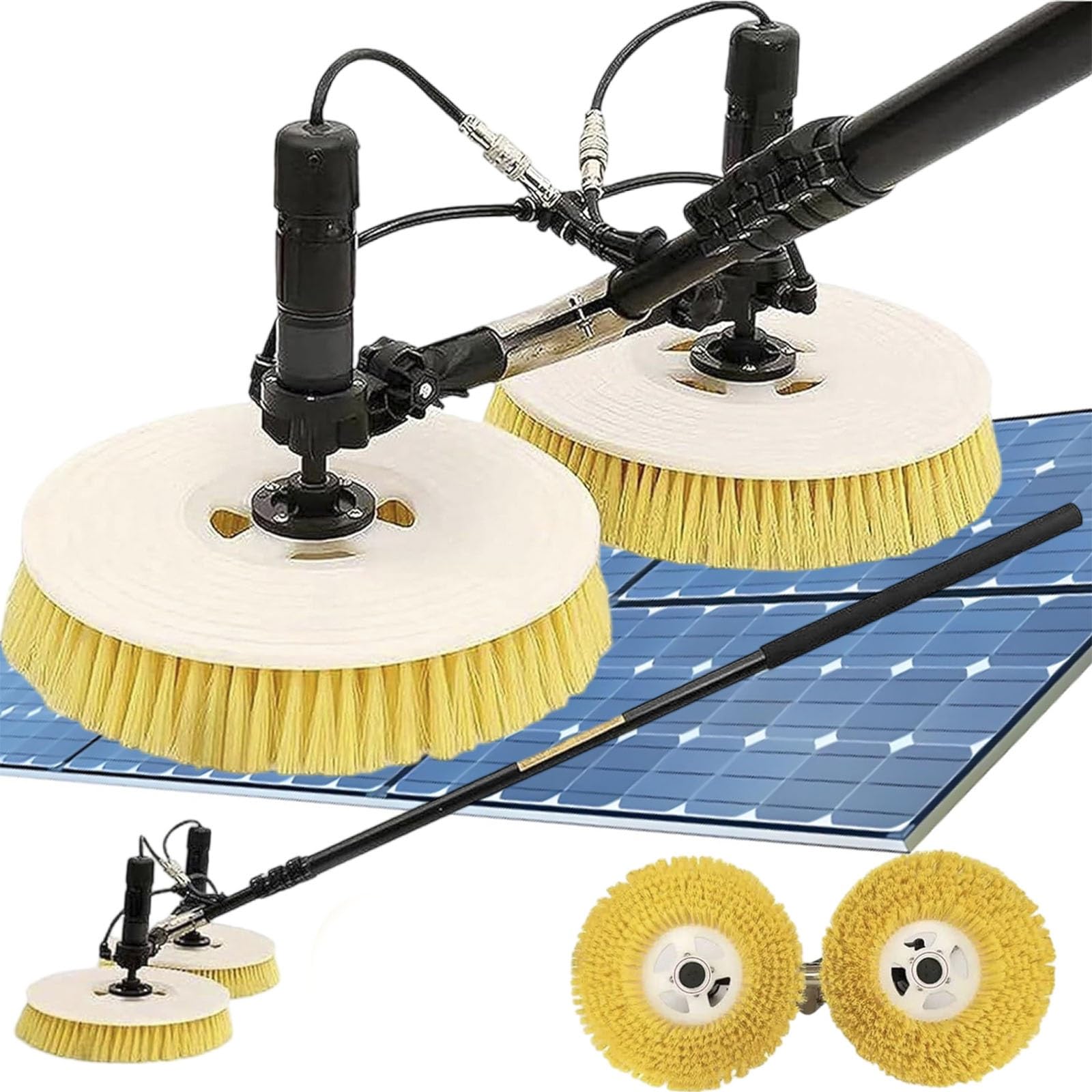Aioneer Electric Solar Panel Cleaning Brush With Telescopic Pole And Water Spray For Efficient Maintenance-3.5m/11.48ft