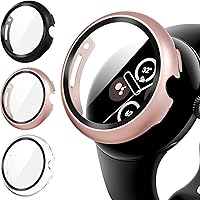 Vista 10 de Suoman Paquete de 3 fundas para Google Pixel Watch 3/2/1 de 1.614 pulgadas, [antiarañazos] protector de pantalla de vidrio templado 9H + cubierta