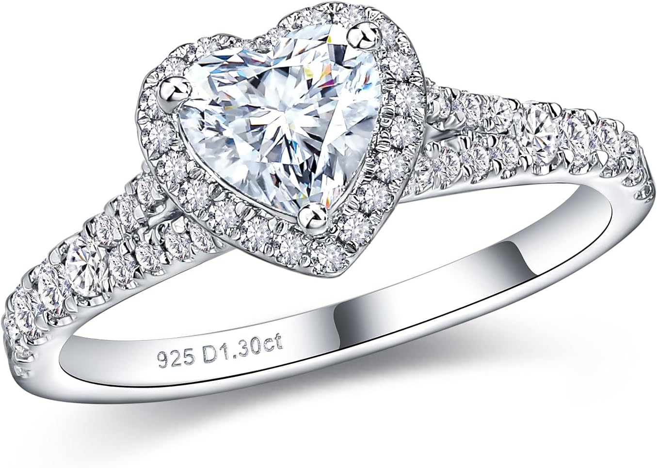 DAYBYDAY Moissanite Rings for Women 925 Sterling Silver Created Diamond Wedding Ring D Color VVS1 Heart/Pear/Cushion/Round Cut Moissanite Engagement Rings Size 6-10