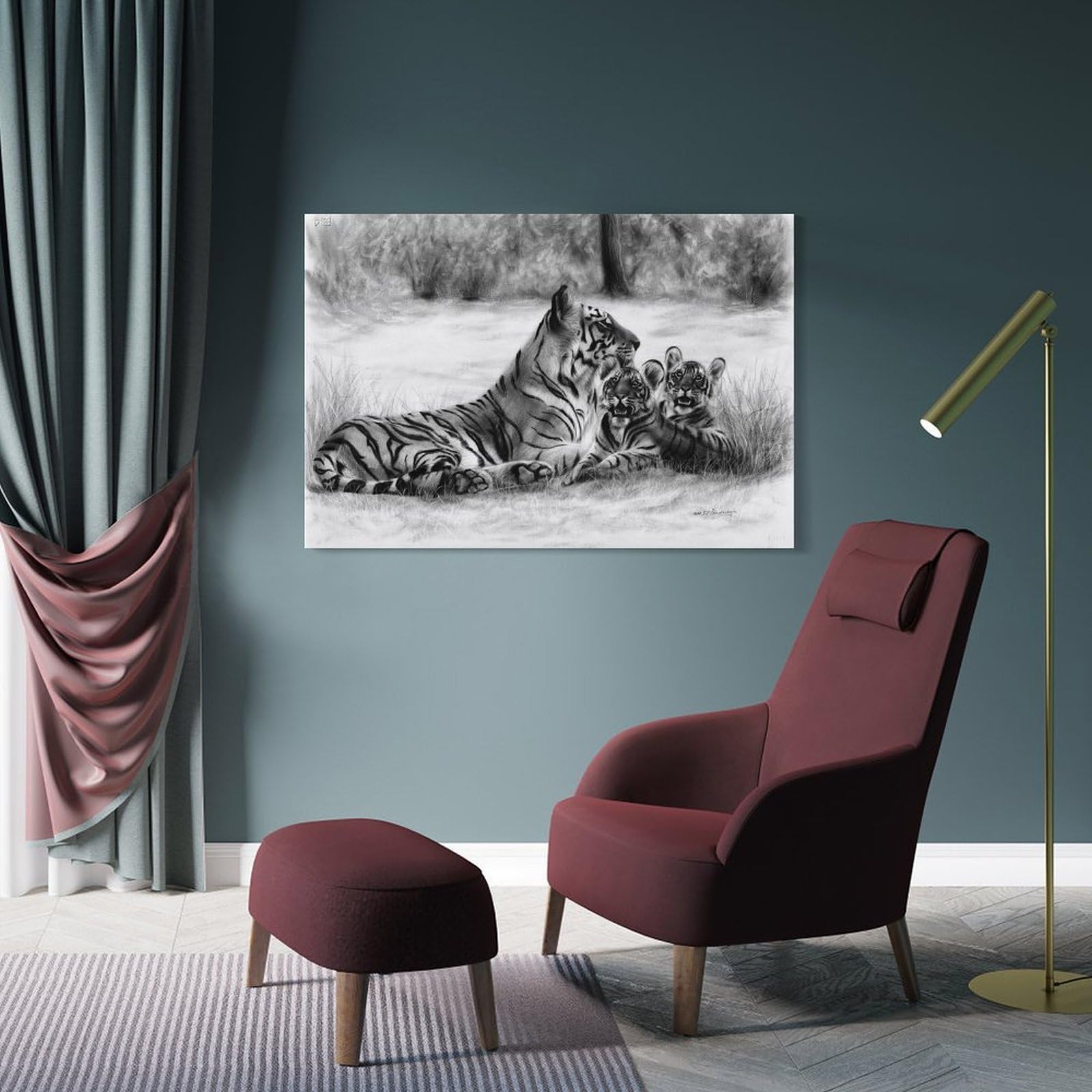 Junmoney Bengal Tigers Decorative Wall Artwork 20x30inch(50x75cm), for Home Lounge, Bedroom Or Reading Nook, Modern Wall Decor for Cosy Interiors