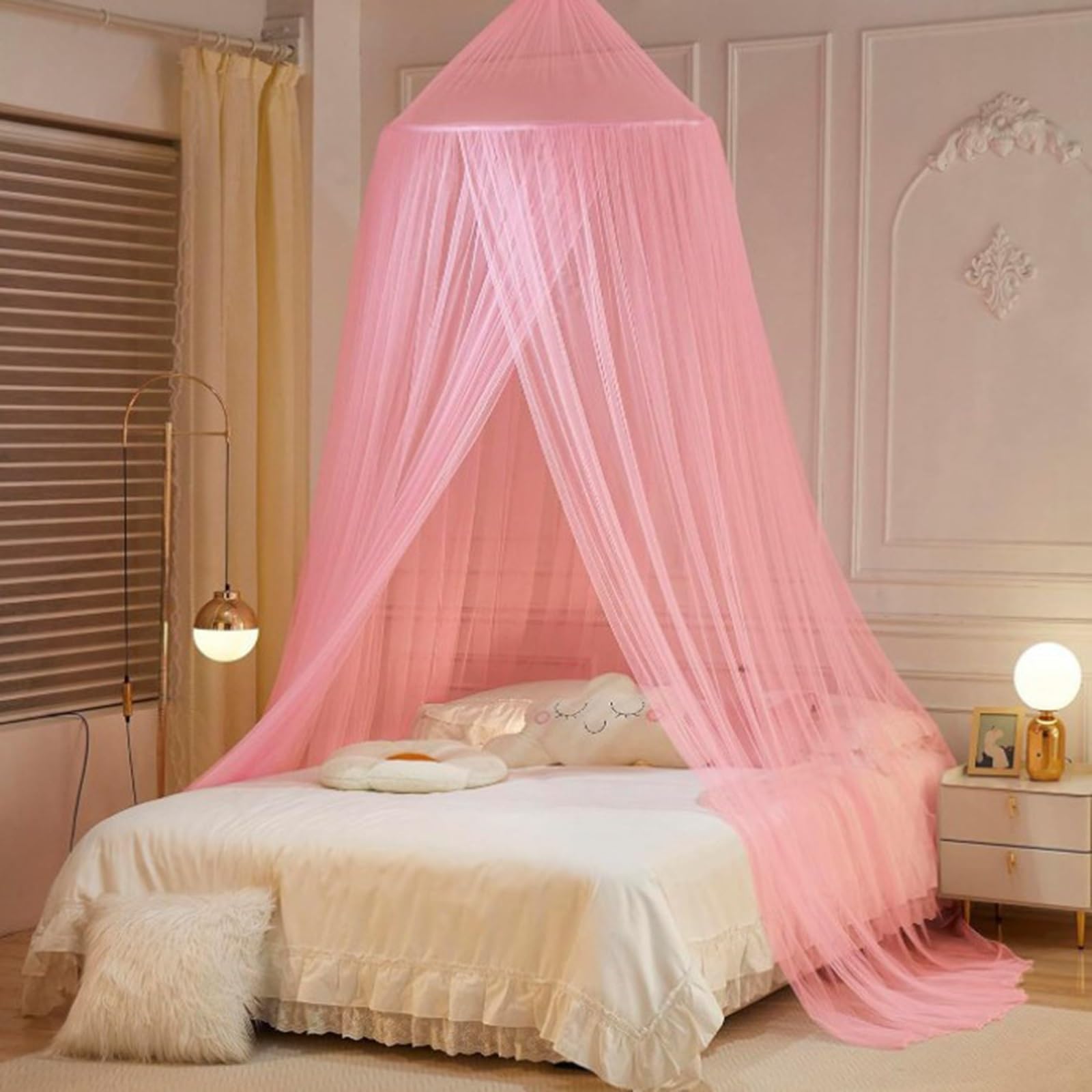 Sohodoo Mosquito Net Bed Canopy,Princess Bed Canopy Curtains Hanging Netting Bedroom Decor,Dome Mosquito Netting Bed Tent Rainbow(Pink,250 * 1100 * 60cm)