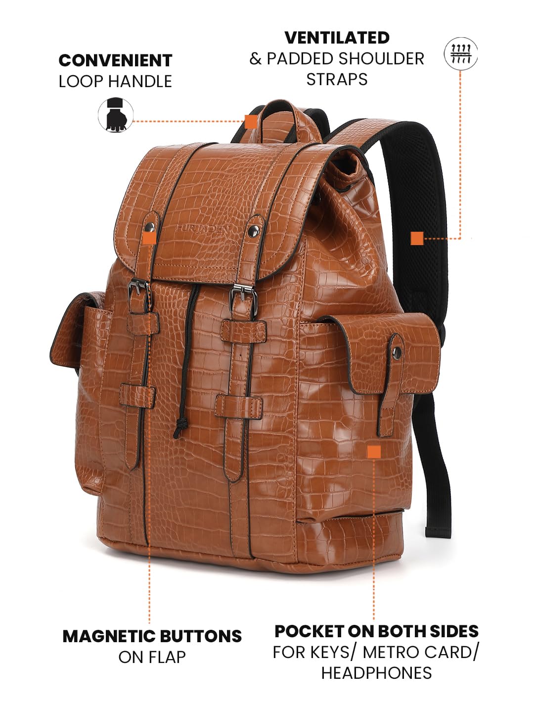 FUR JADEN Vegan Leather Stylish 15.6 Inch Premium Laptop Backpack for Office & Travel 13 715ms4p0IRL. SL1440