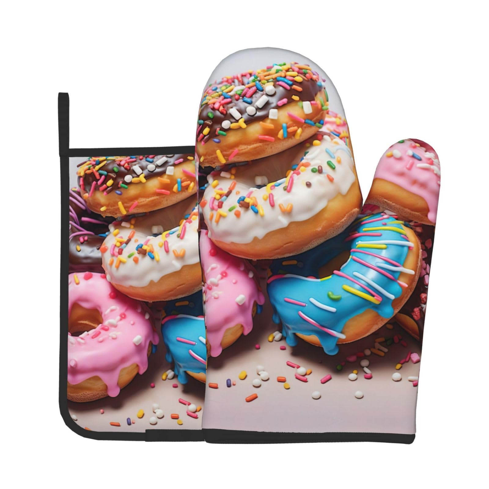 Donuts Kitchen Baking Two-Piece Set,Multipurpose Oven Gloves,Used for Barbecue Kitchen Baking