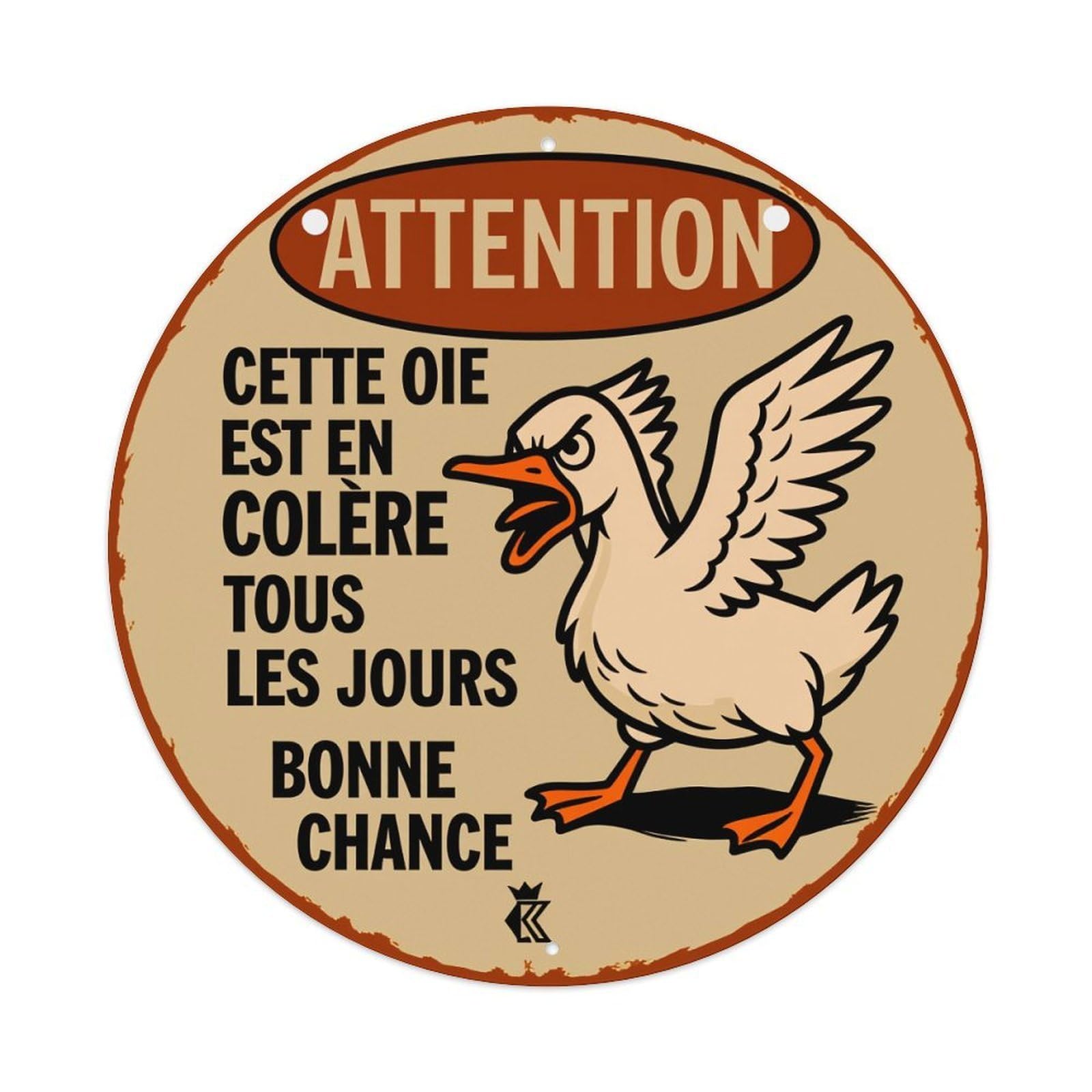 Attention Angry Goose Every Day Good Luck Metal Tin Sign Plaque