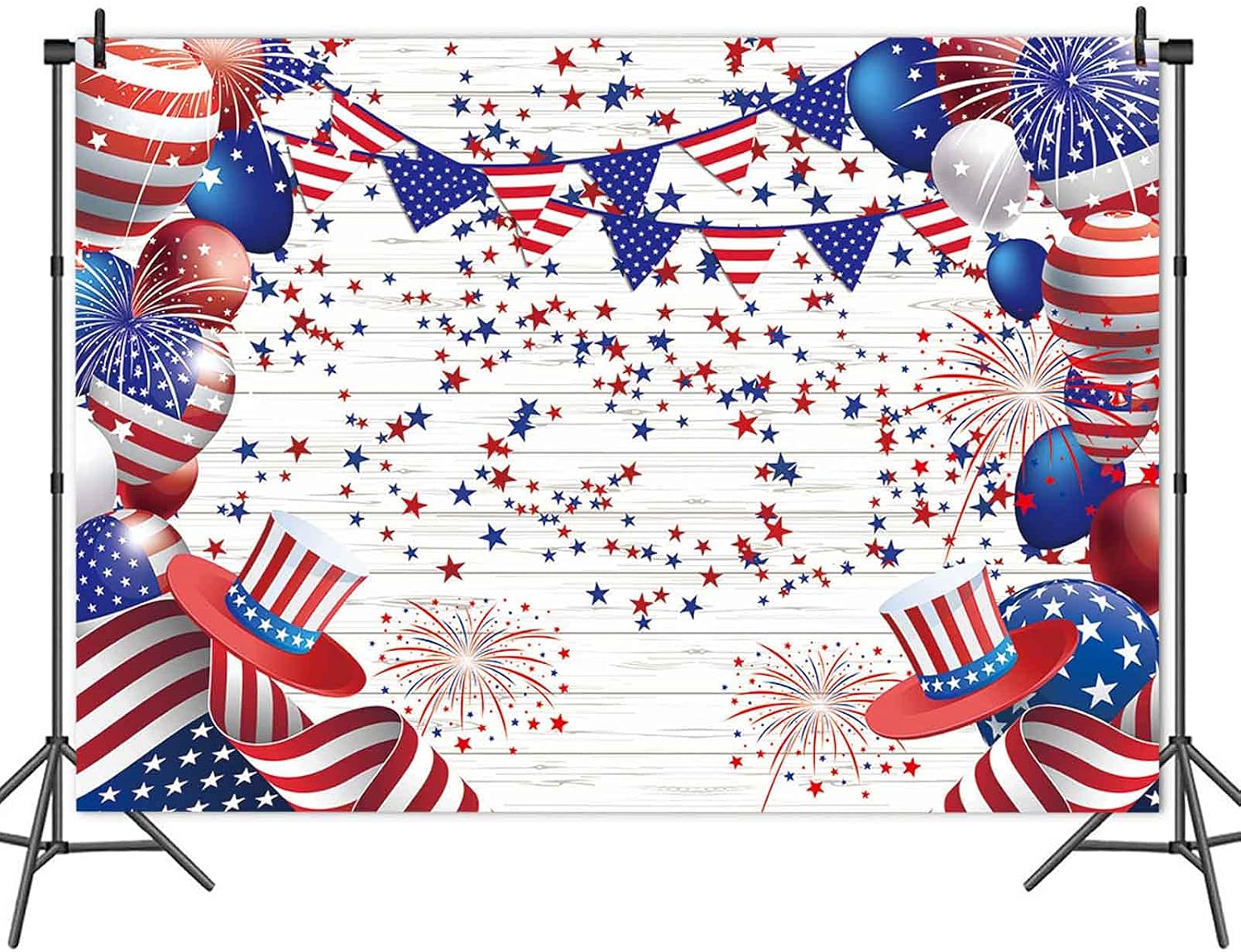 American Flag Stars Stripes Ballon 4th of July Patriotic Independence Day Photography Backdrops Patriotic Veterans Day Prom Birthday Party Decor Supplies Studio Photoshoot Props (7x5FT(210x150cm))