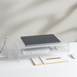 russell+hazel 98149 Acryl-Monitorständer mit Schublade, Schreibtisch-Organizer, transparent, trägt bis zu 4,5 kg, 50,8 x 25,4 x 13,3 cm