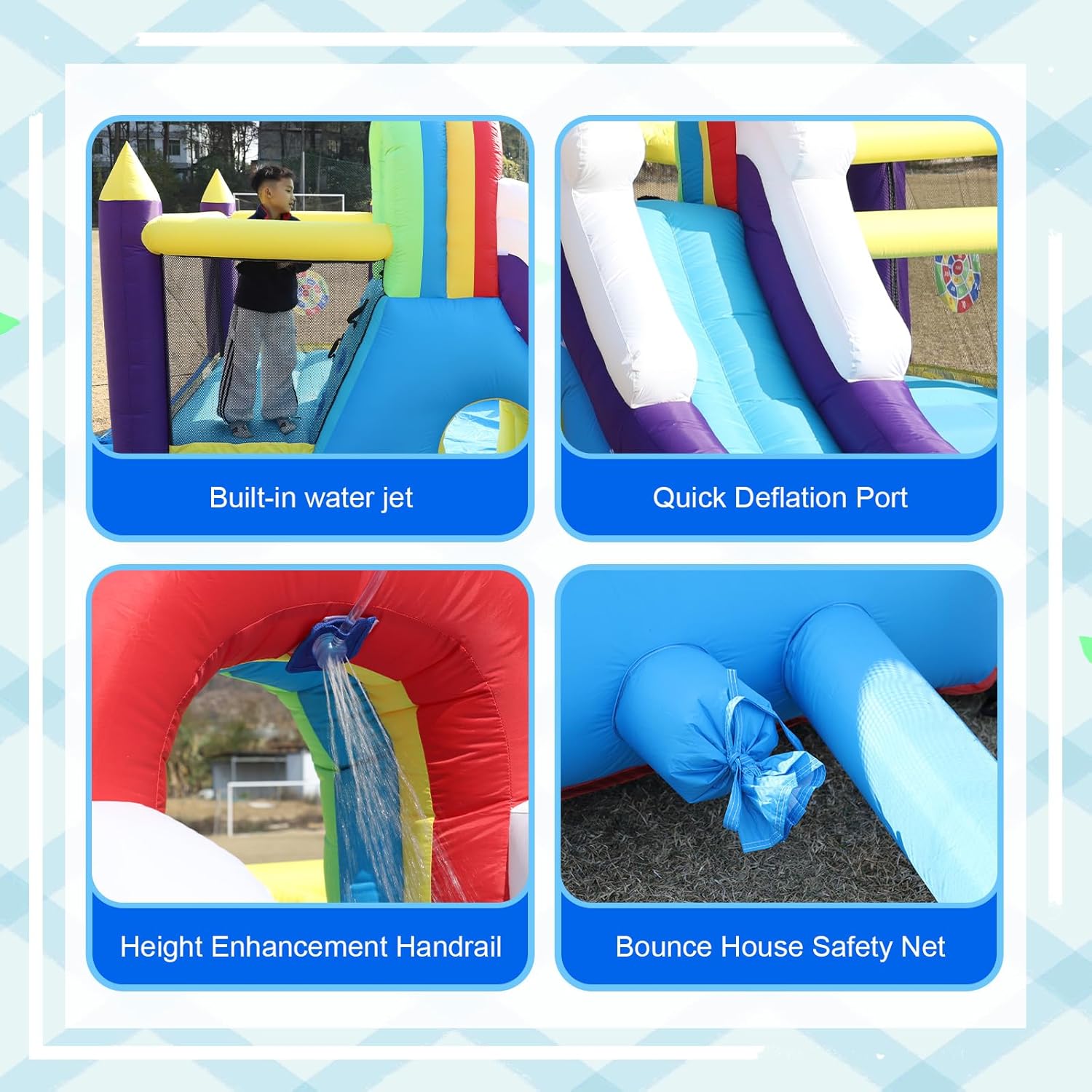Inflatable Bounce House Water Slide,16FT(L) Inflatable Bounce Castle with Blower for Kids,Blow Up Jumping Bouncer with Slide,Climbing Wall,Obstacles,Trampoline,Ball Pit Pool,Great for Backyard Party