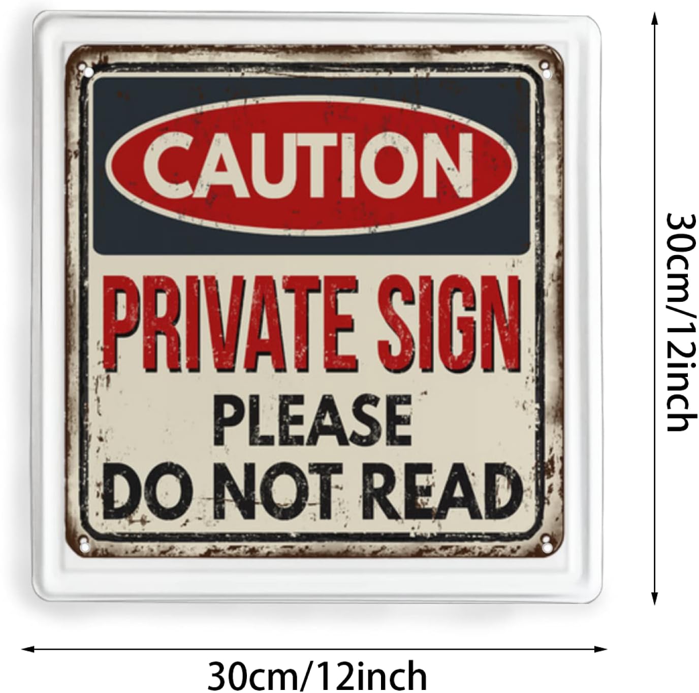 Metal Tin Sign-Caution Private Sign do not Read Vintage Rusty Metal Sign on a White Background Vector Illu-Metal Tin Sign Retro Home Kitchen Office Garden Garage Wall Decor Tin Plaque LZ 12×12 Inch