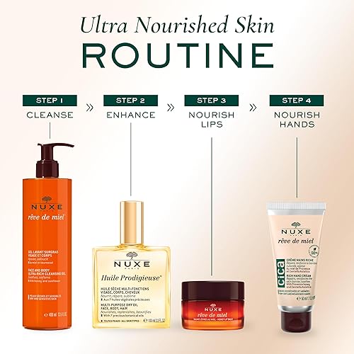 Miniatura 6 de NUXE Rêve de Miel Cica Crema de manos - Loción hidratante de alivio instantáneo para manos secas agrietadas con manteca de karité, miel y centella