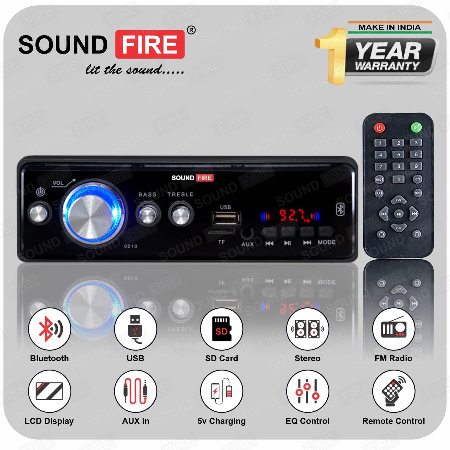 SOUND FIRE SF0010 (Black) Bluetooth/USB/SD/AUX/FM/MP3 Car Stereo