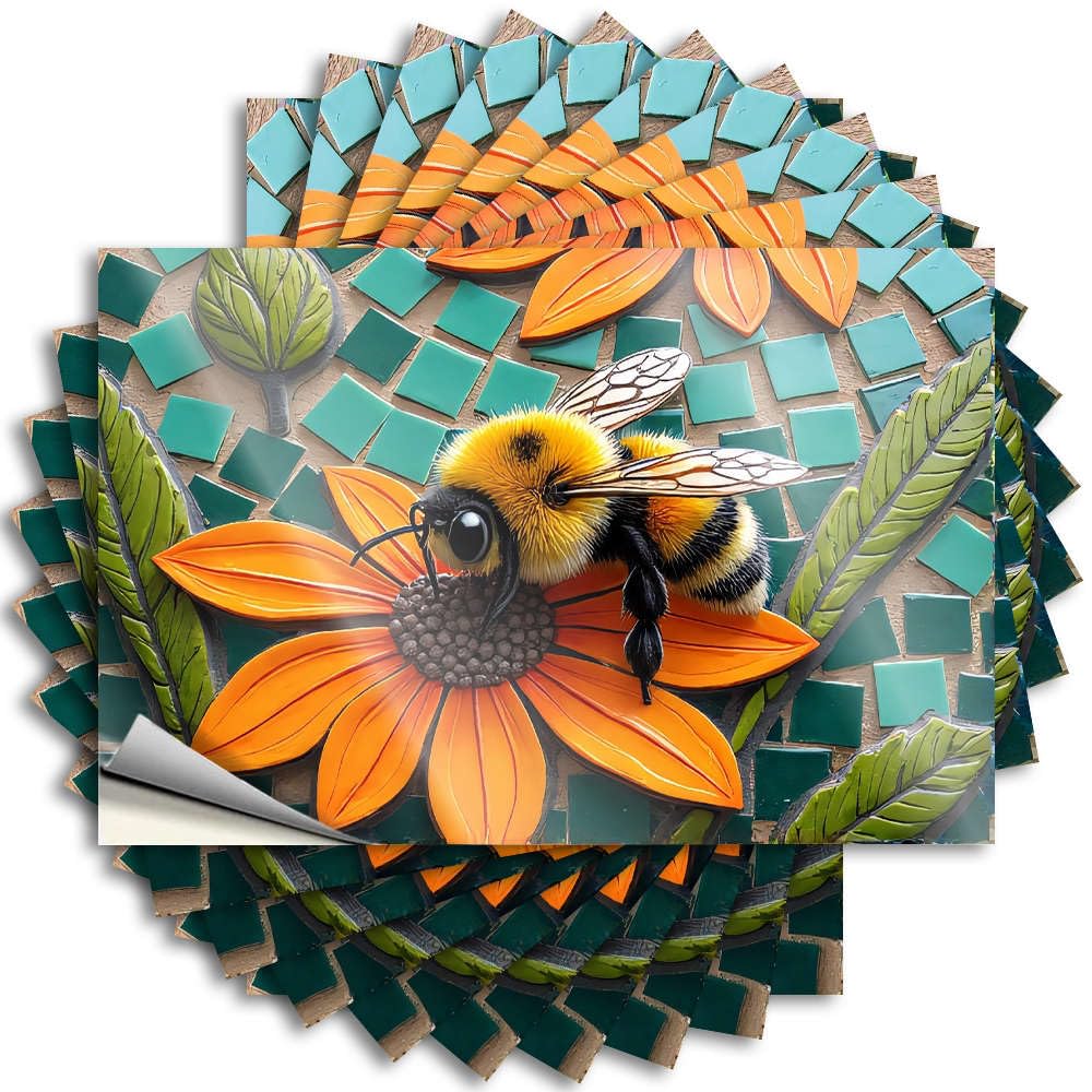 Dorm Door Decorations, Quote Tiki Bottle A Bee On an Orange Flower with Green Leaves. | New Waterproof Vinyl Stickers(8X12CM)