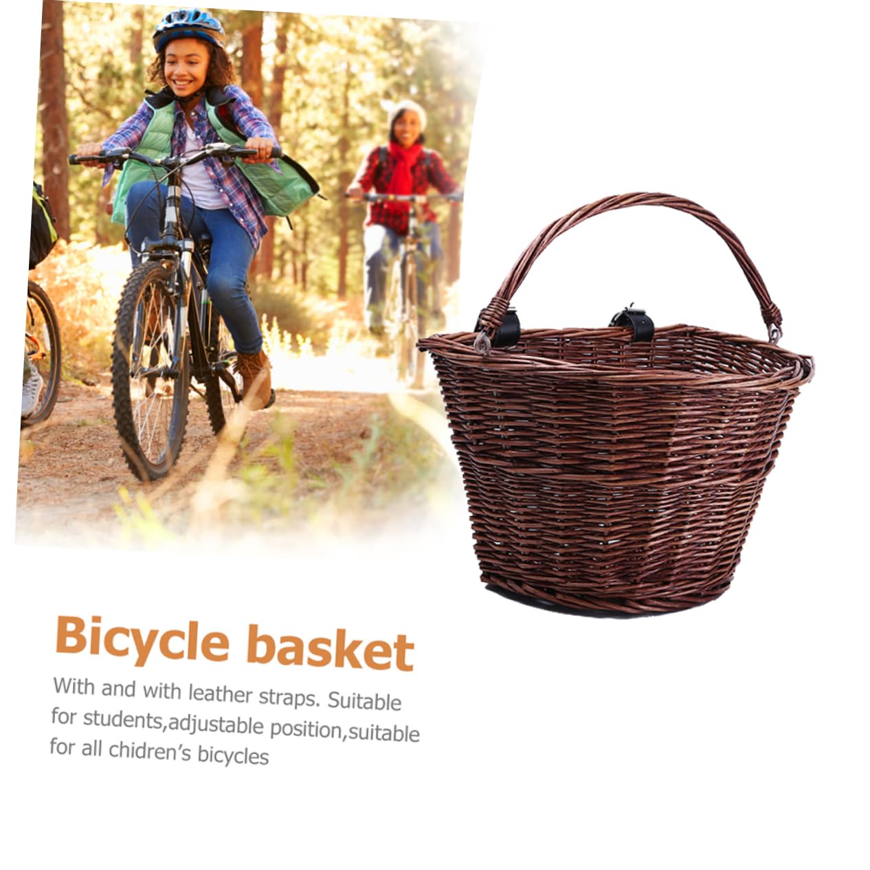 BESTonZON Cesta De Bicicleta Cesta De Mimbre con Asa Cestas De Mimbre Cesta para Cesta De Mimbre Grande Cesta De Ratán Cesta para Cesta De Comida Cesta Delantera Cesta De Bambú Marrón