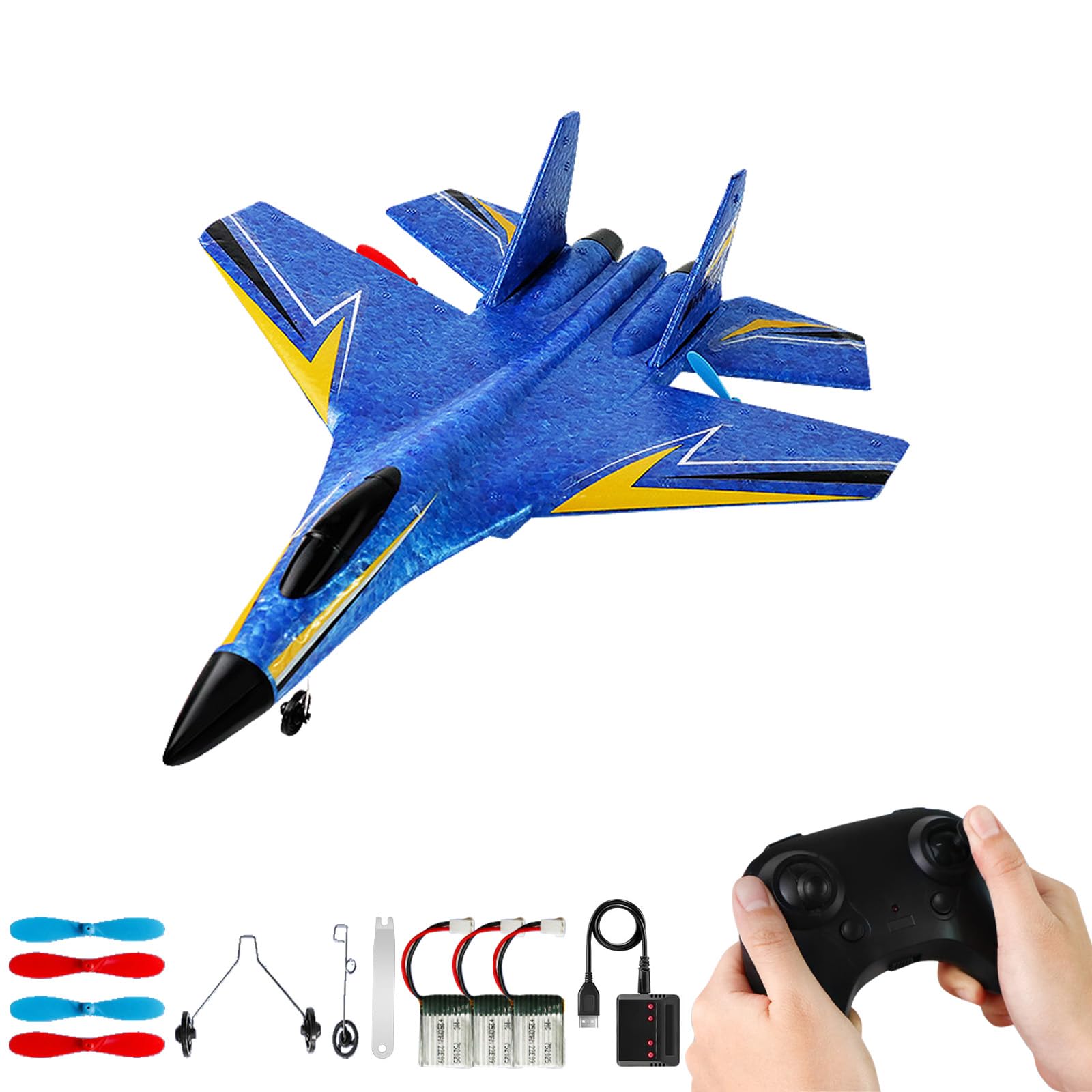 RC Airplane,Remote Control Airplanes for Kids 12 Years and up, 2 Channels Foam RC Plane Wireless Toy with 3 Batteries Easy to Fly for Adults Kids Beginners Boys(Blue)