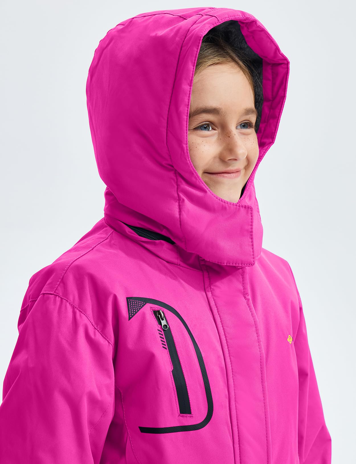 GEMYSE Bambine Giacca da Sci Impermeabile Pile Antivento Giacche Ragazze invernale Cappotto con Cappuccio