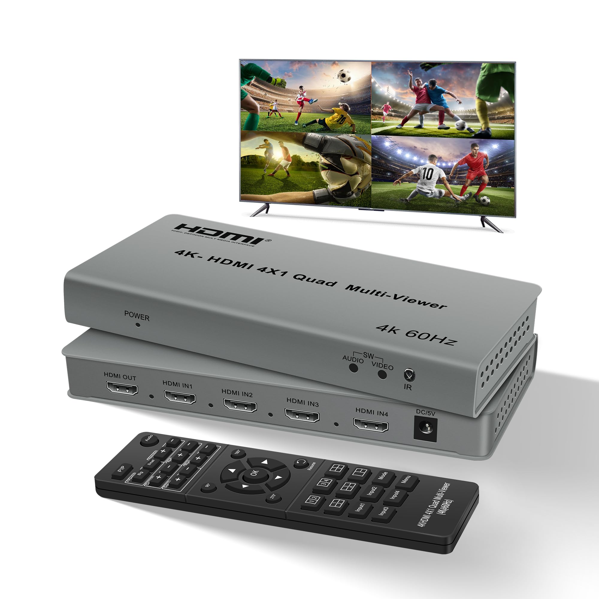 4k@60hz 4X1 HDMI Multi-Viewer Switch with PIP