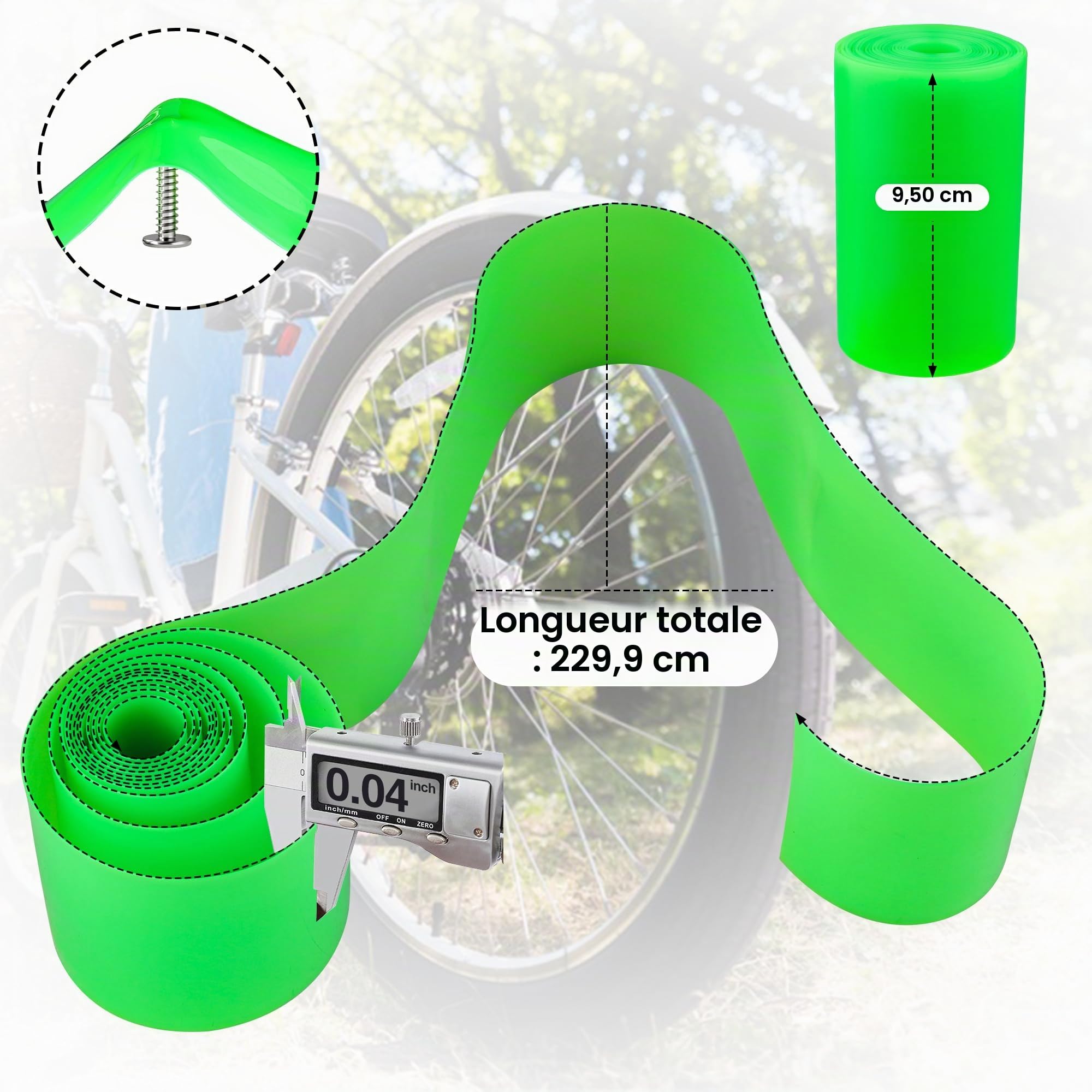 Lot de 2 pneus de vélo Fat Bike Liner - 54/80/95/110 x 2300 x 1 mm - Protection anti-crevaison - Anti-perforation - Pour VTT / vélo électrique / Fat Bike