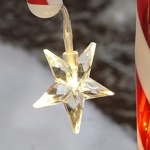 Miniatura 4 de LTD - Juego de 8 estacas solares para luces de camino de bastón de caramelo con acento de estrella